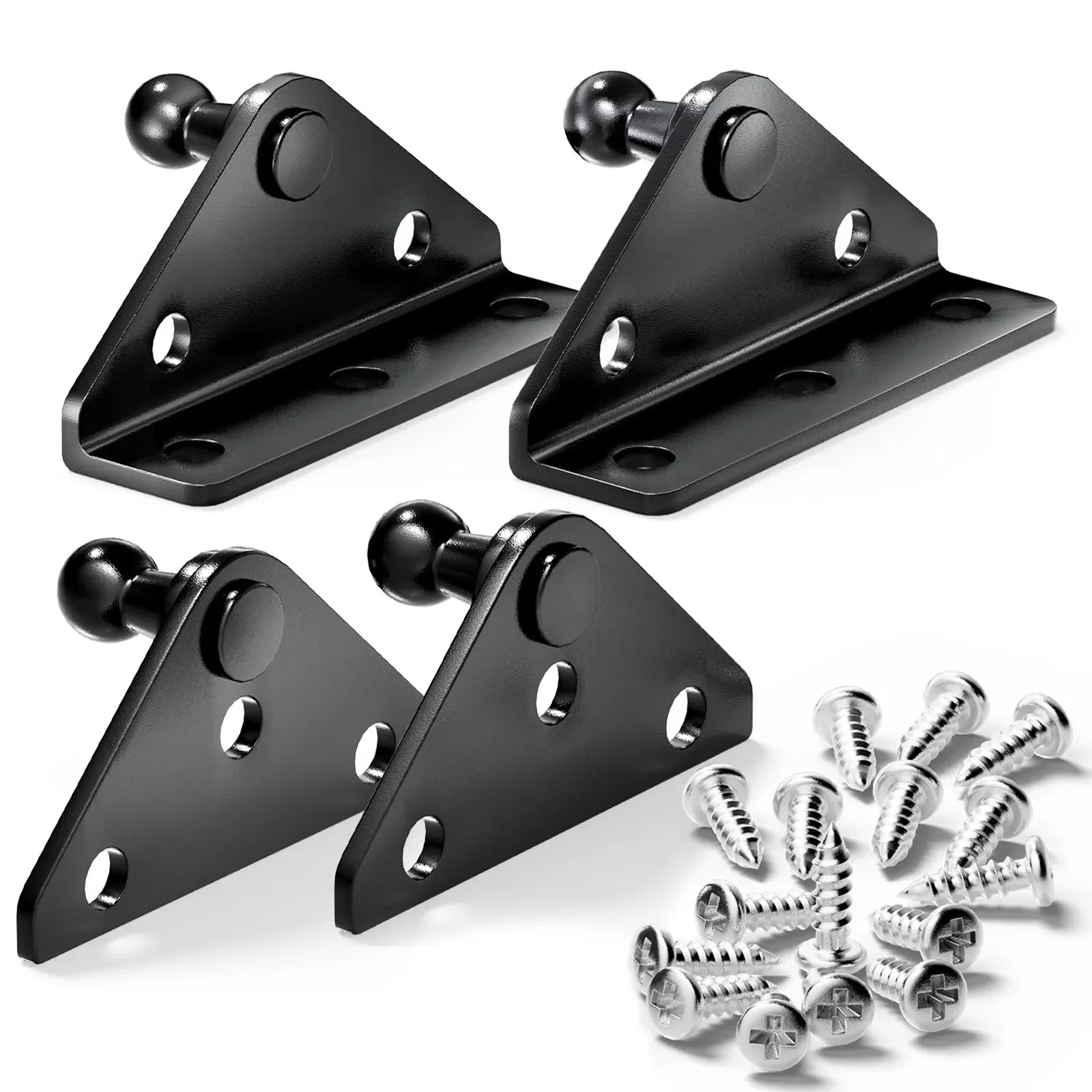 10Mm Gas Spring Lift Strut Bracket Ball Stud Black, Mounting Bracket For Lift Support Prop, Pack Of 4
