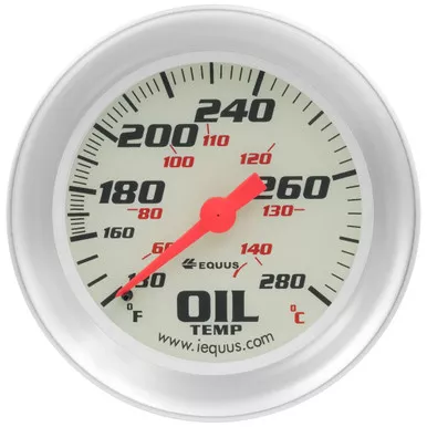 2-5/8 Dia Oil Temp Gauge Silver130-280