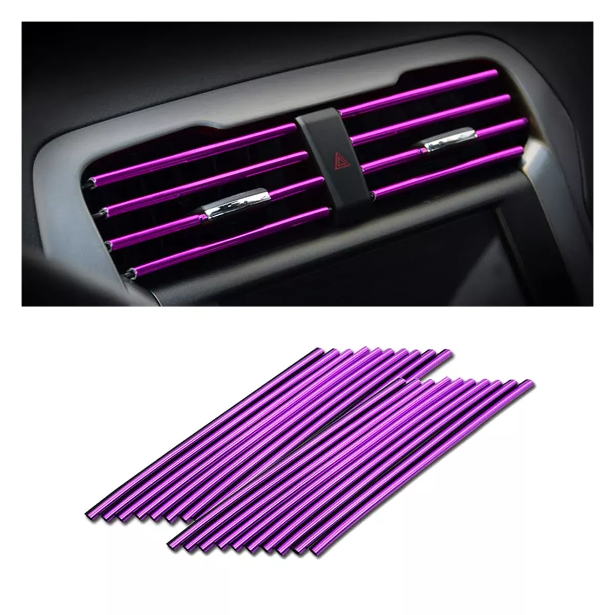 8Sanlione Car Air Conditioner Decoration Strip For Vent Outlet, 20 Pieces Universal Waterproof Bendable Polyvinyl Chloride Trim Decoration, Suitable For Most Car – Interior Accessories (Purple)