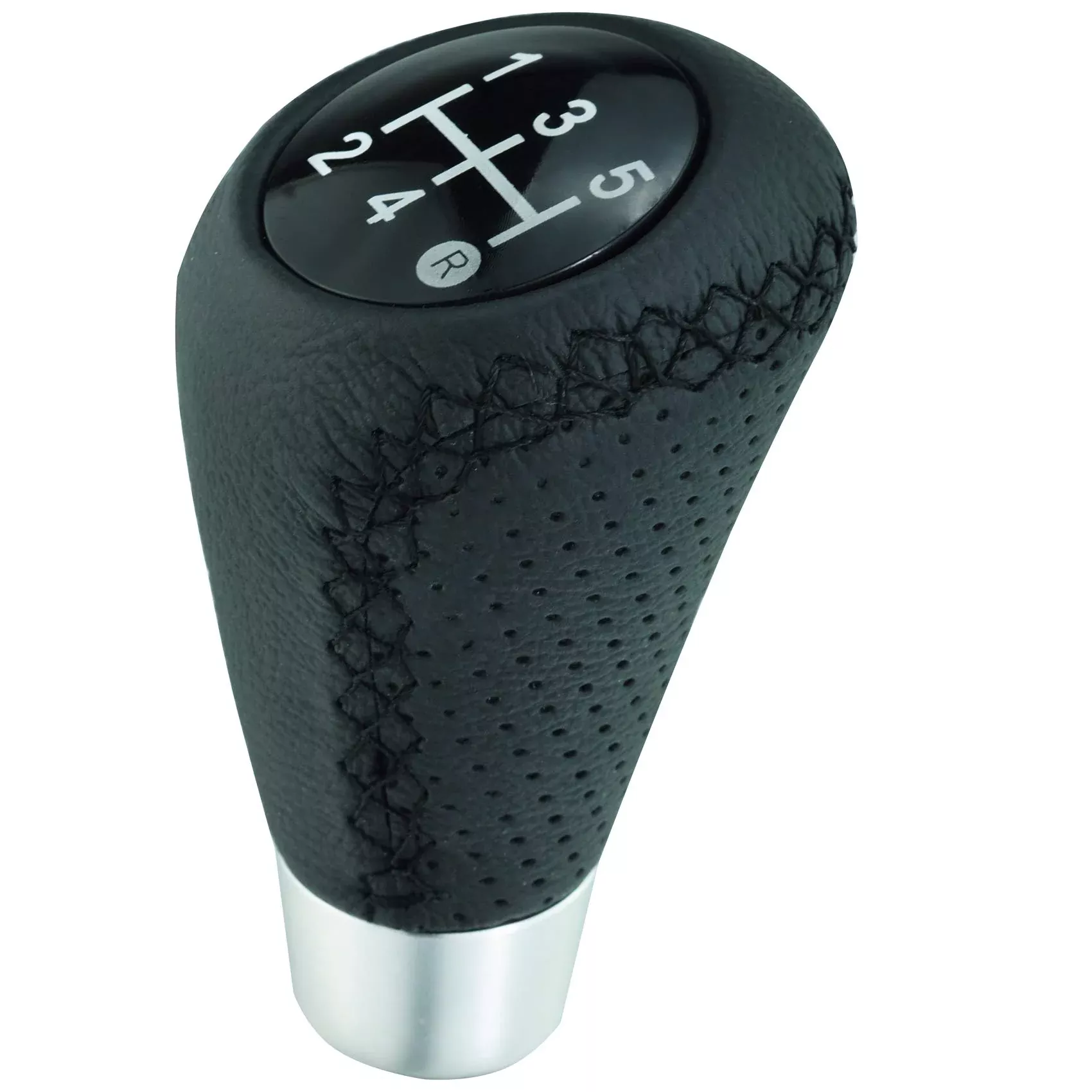 Abfer Shifter Knob 5 Speed Leather Car Gear Stick Shifting Knobs Shift Lever For Most Manual Transmission Vehicle Truck, Black