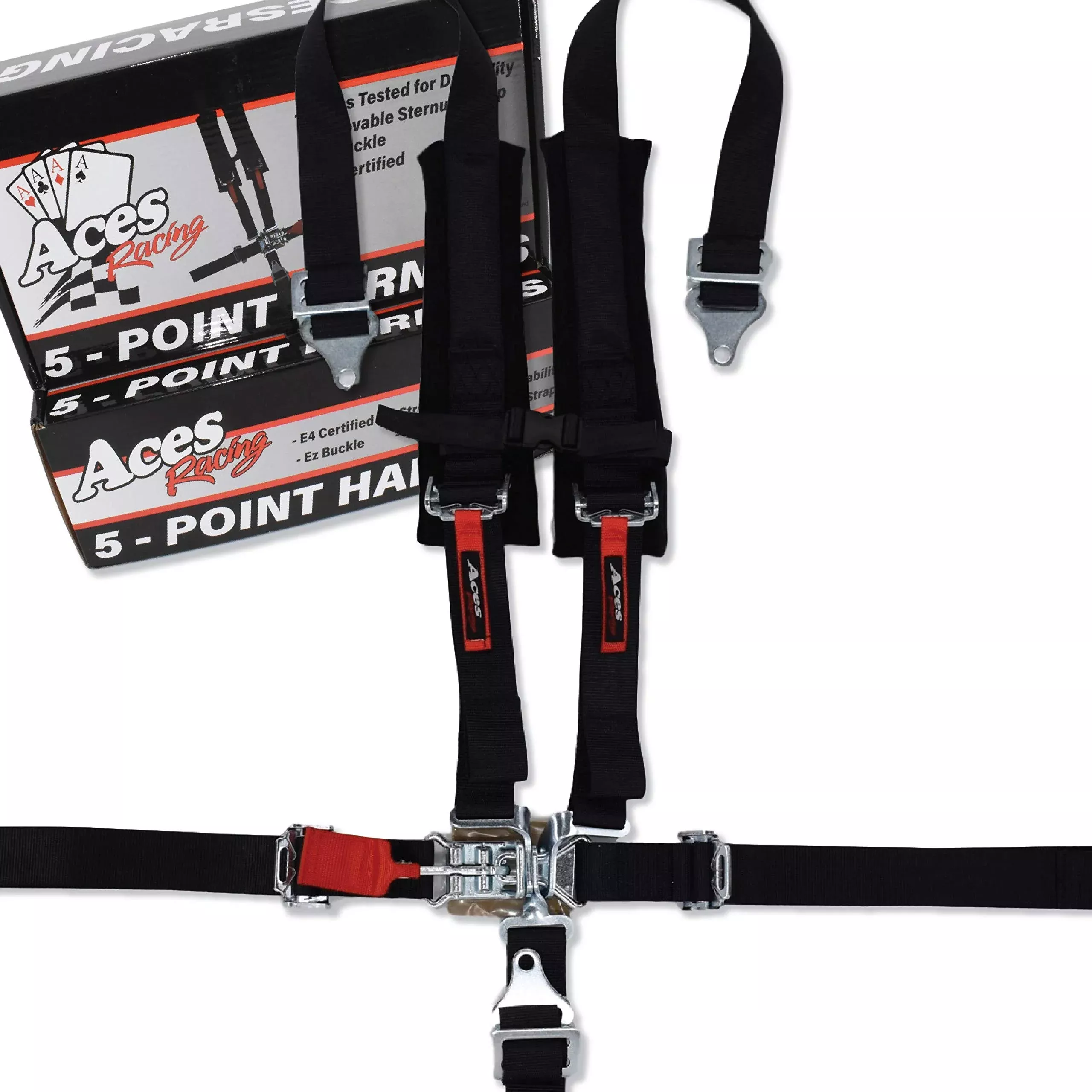 Aces Racing 5 Point Harness with 2 Inch Padding – Black, Model 5PHHarness