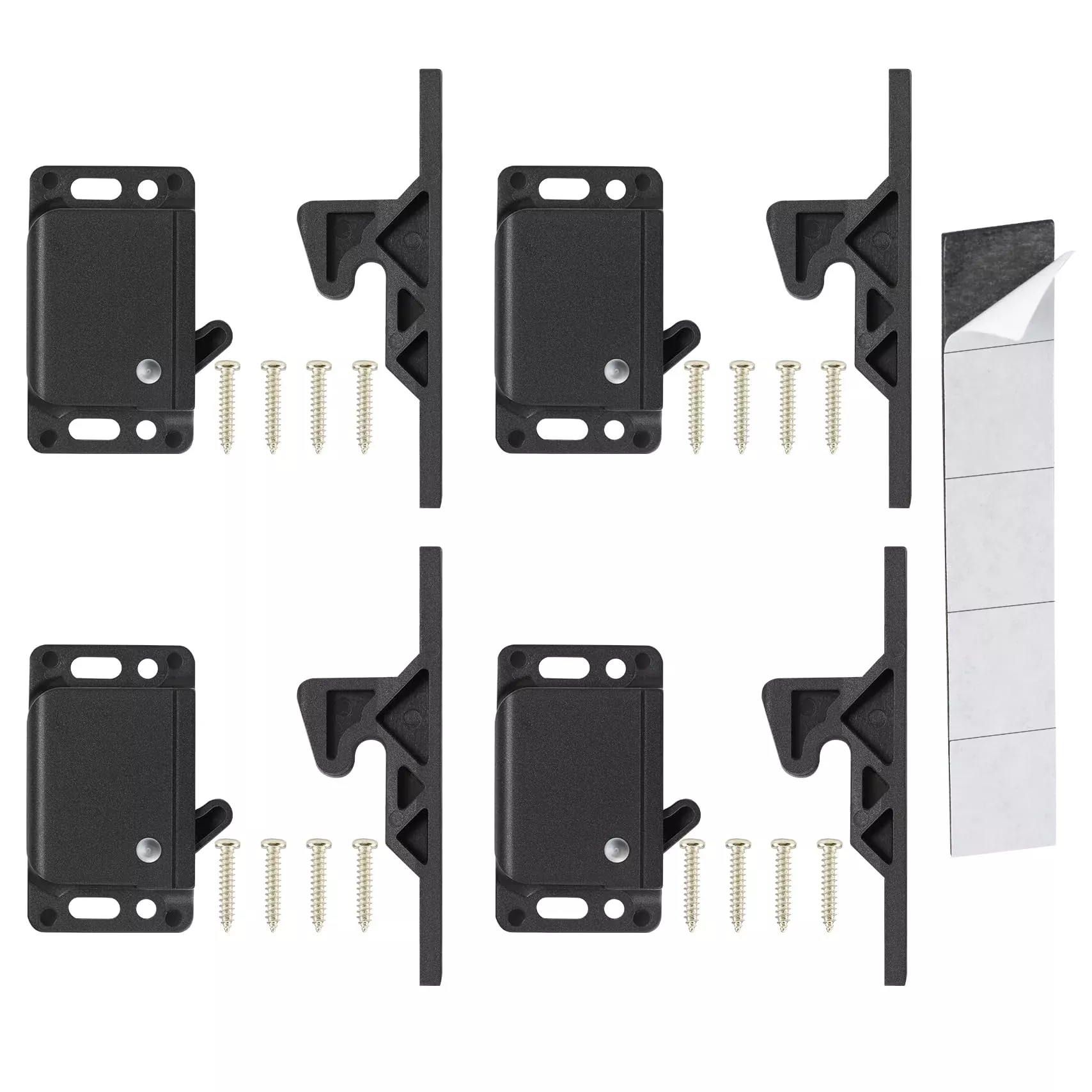 ACIMONE RV Drawer Latches 4 Pack – 10 LBS Pull Force, Black ABS, Includes Mounting Screws & Double-Sided Tape
