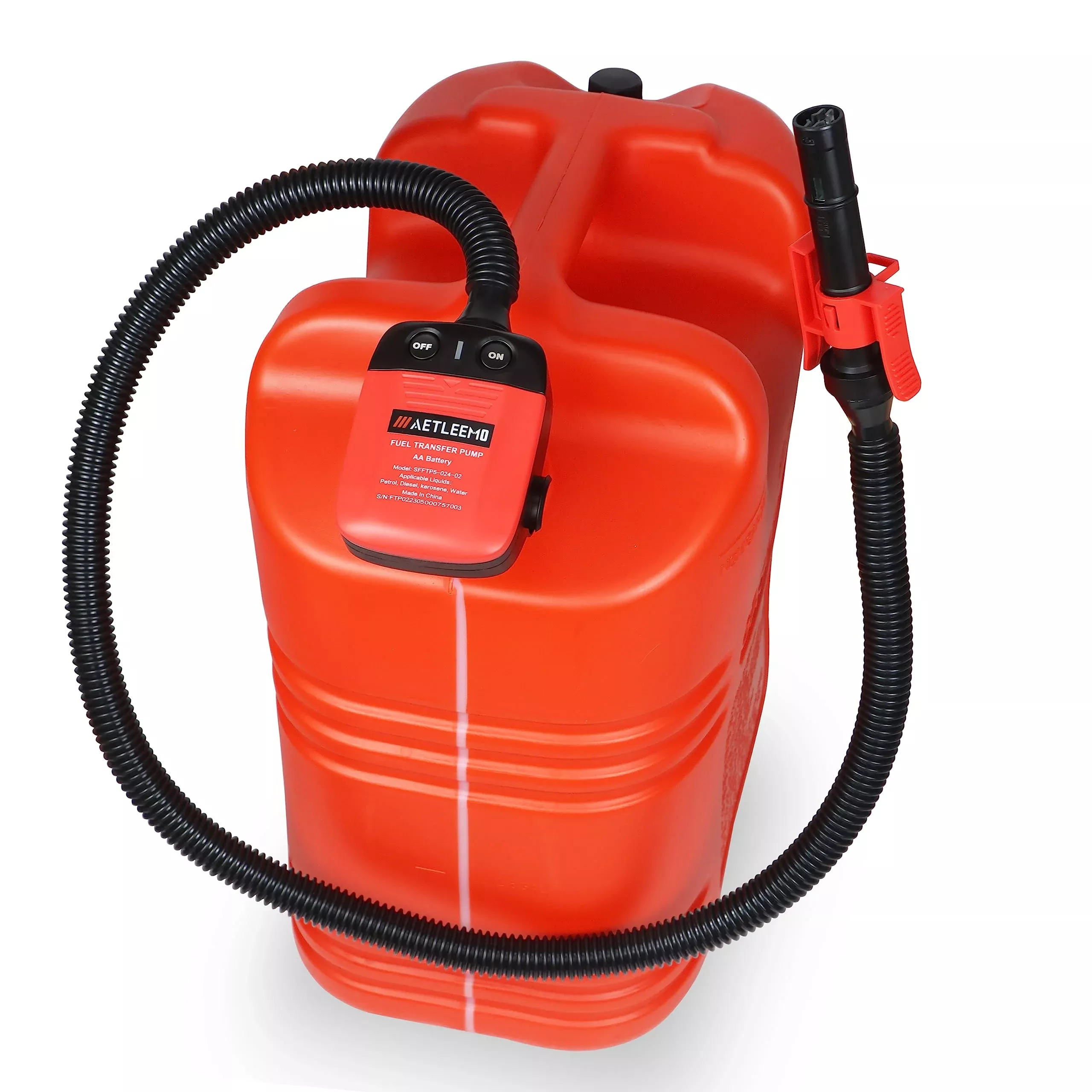 Aetleemo Automatic Fuel Transfer Pump With Auto-Stop Sensor(2.4 Gpm), Flexible Intake Hose Fits Most Irregular Gas Cans For Gasoline Diesel Kerosene & More