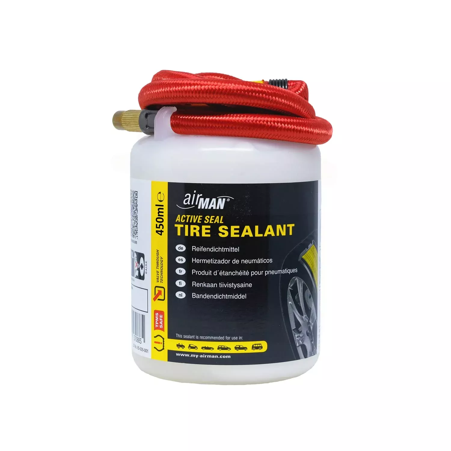 AIRMAN Tyre Repair Sealant, 450 ml, Plastic, Model 65-005-001, Assorted Hose (Red/Black)
