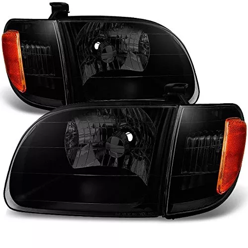 Akkon – For [Black Smoke] 2000-2004 Toyota Tundra Regular | Access Cab Headlights W/Corner Light Lh + Rh Pair