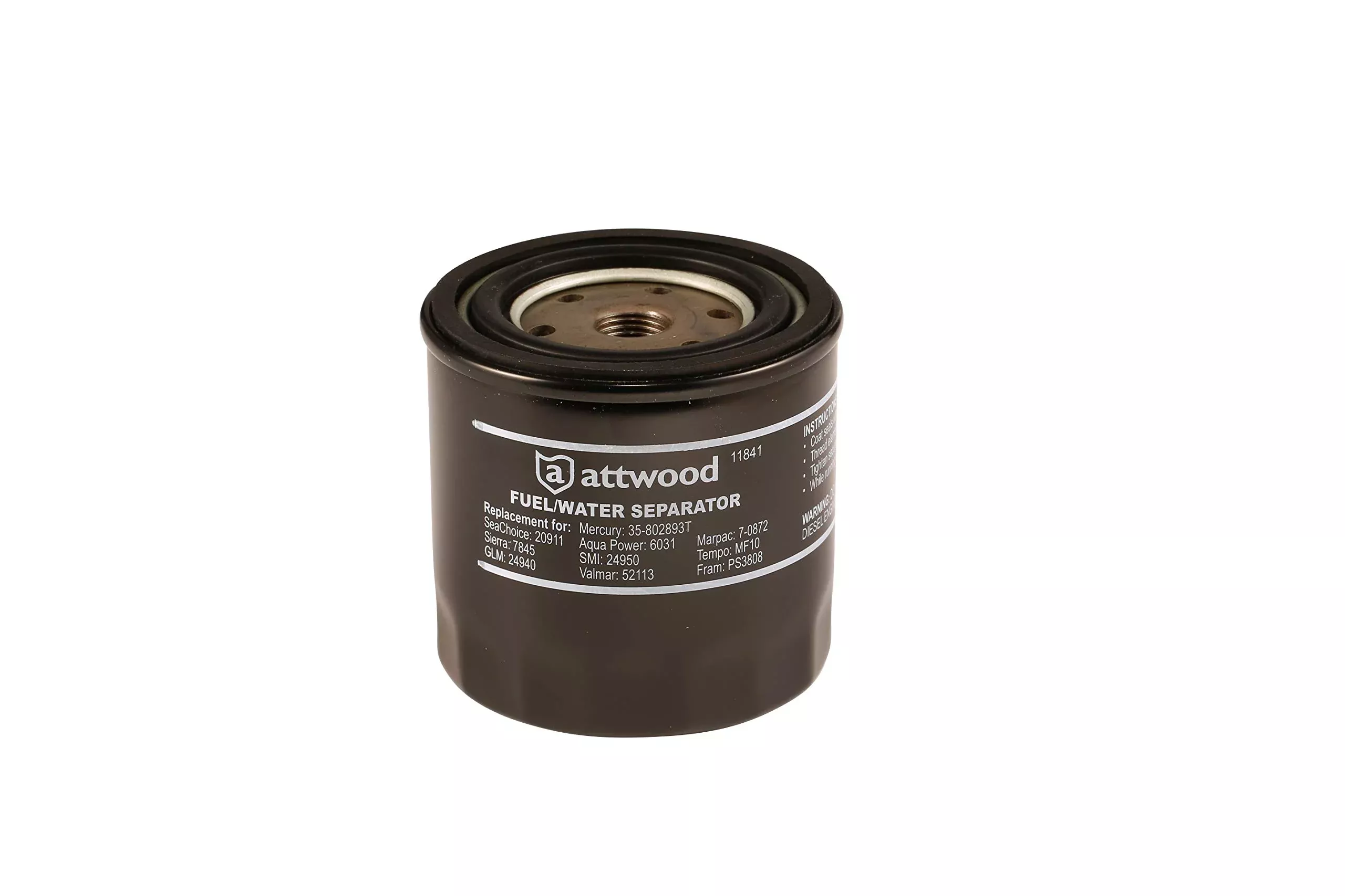 Attwood 11841-4 Universal 10-Micron Fuel/Water Separator Filter With Double Gasket