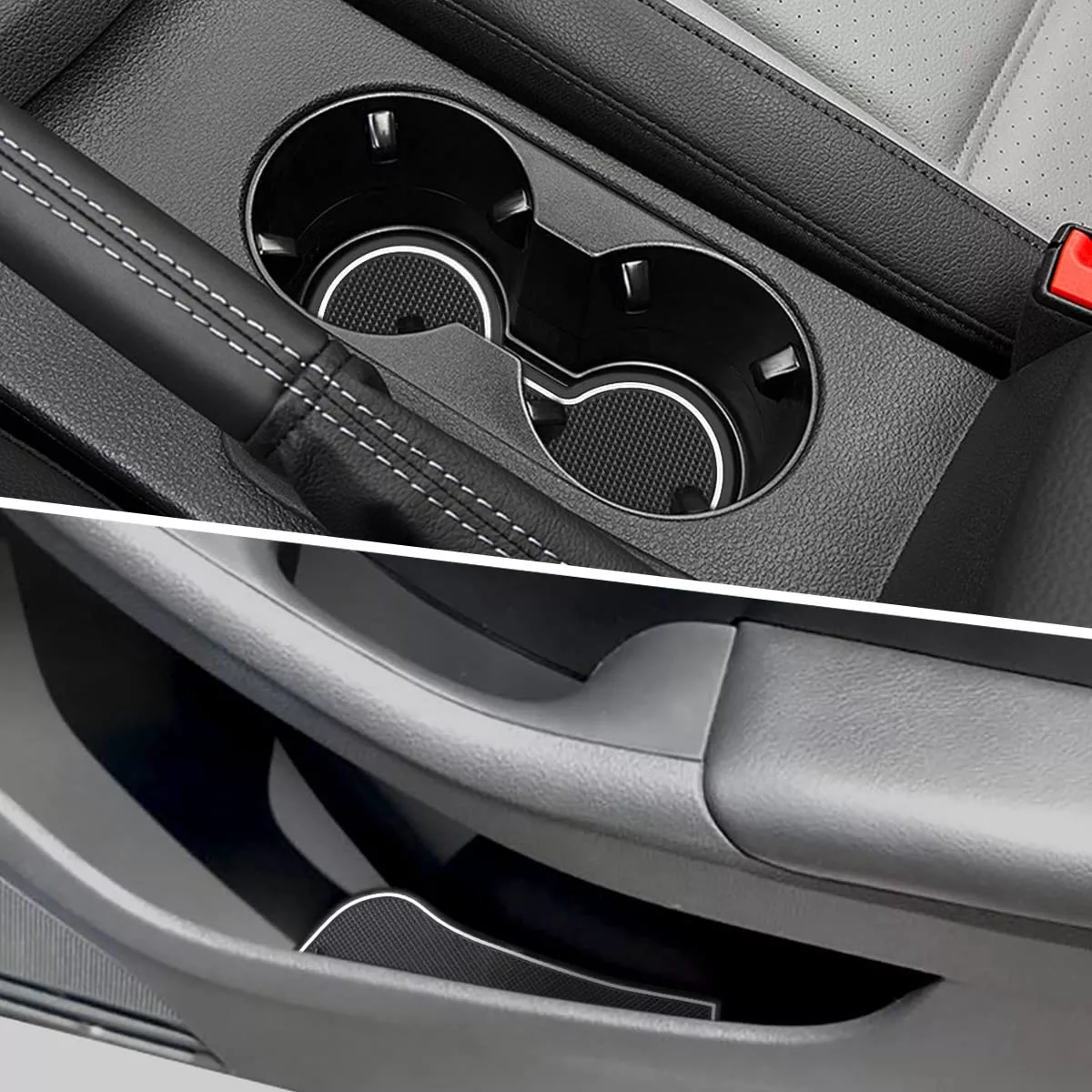 Auovo Anti Dust Mats For Volkswagen Jetta Accessories 2013-2018 Custom Fit Door Compartment Liners Cup Holder Insert Console Liners Anti Dust Mat Pads Car Interior(10Pcs/Set) (White Trim)