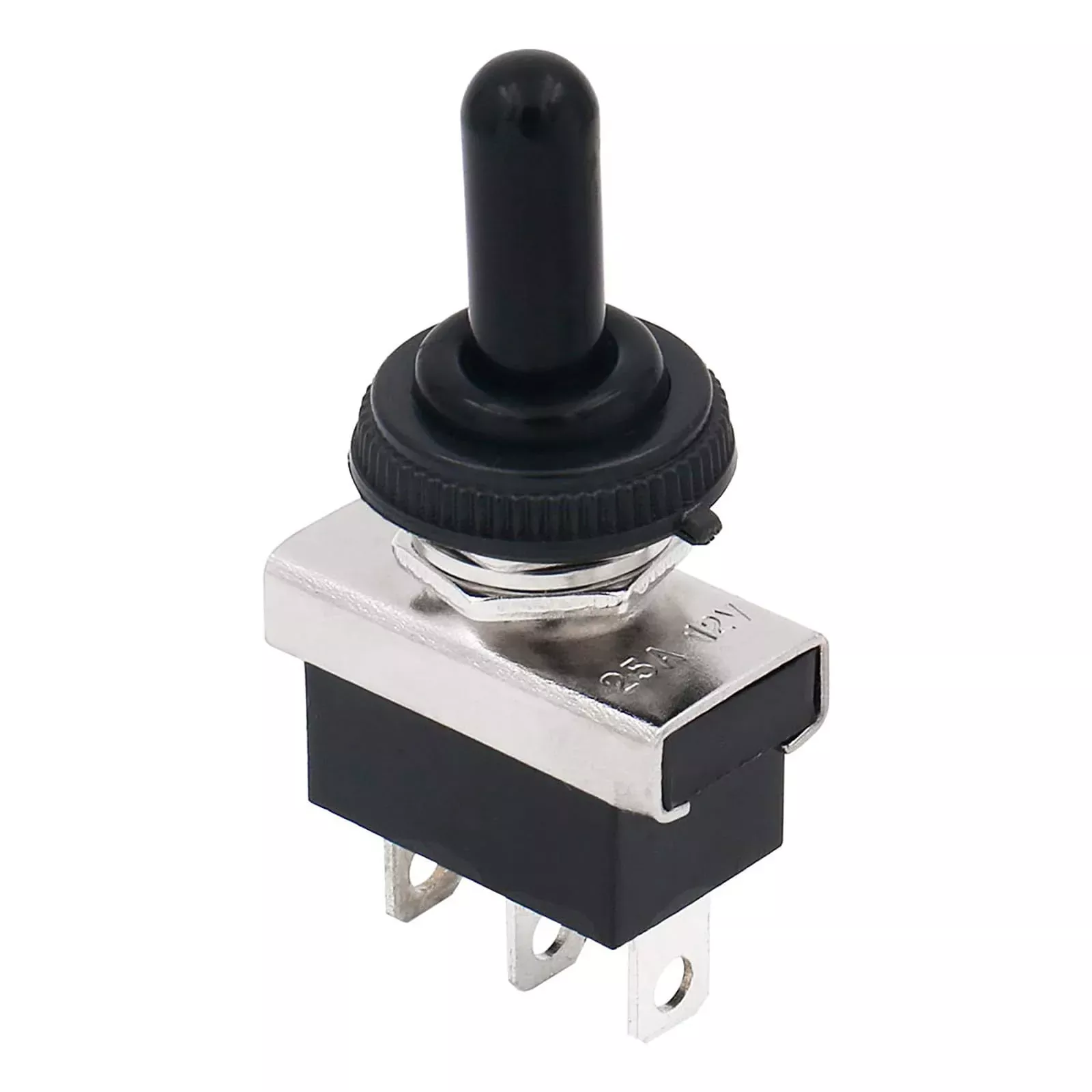 Baomain Car Toggle Switch Spdt Latching (Maintained) On-Off-On 3 Pin 3 Position 12V/25A With Waterproof Cover For Auto Car (1Pcs)