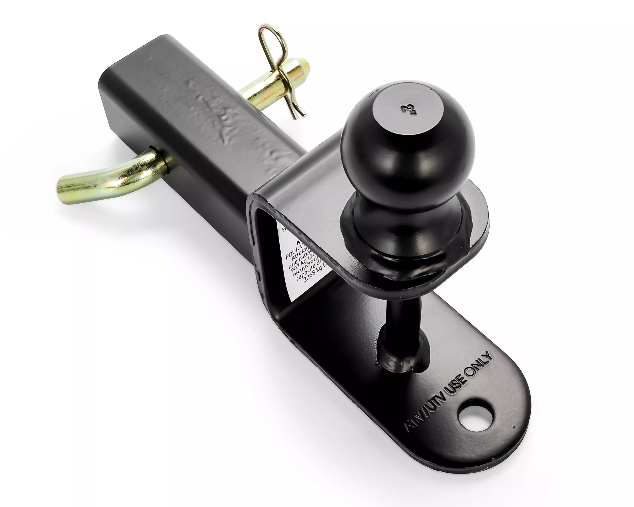 Black Boar Utv Atv Multi-Hitch - Features 2” Hitch Ball, 2” Shank - 6” (L) Shank - Hitch Ball Has 2” Rise & Rated For 2,000Lbs - Use W/Utility Trailers, Tow Straps & Other Atv Accessories (66025)