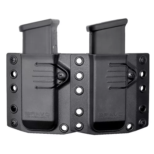 Bravo Concealment Magazine Pouch, Double, 1.5" Belt Loops, Size Medium, Fits Glock 43X, Sig P365, and Springfield Hellcat Magazines, Ambidextrous, Polymer, Black BC60-2002