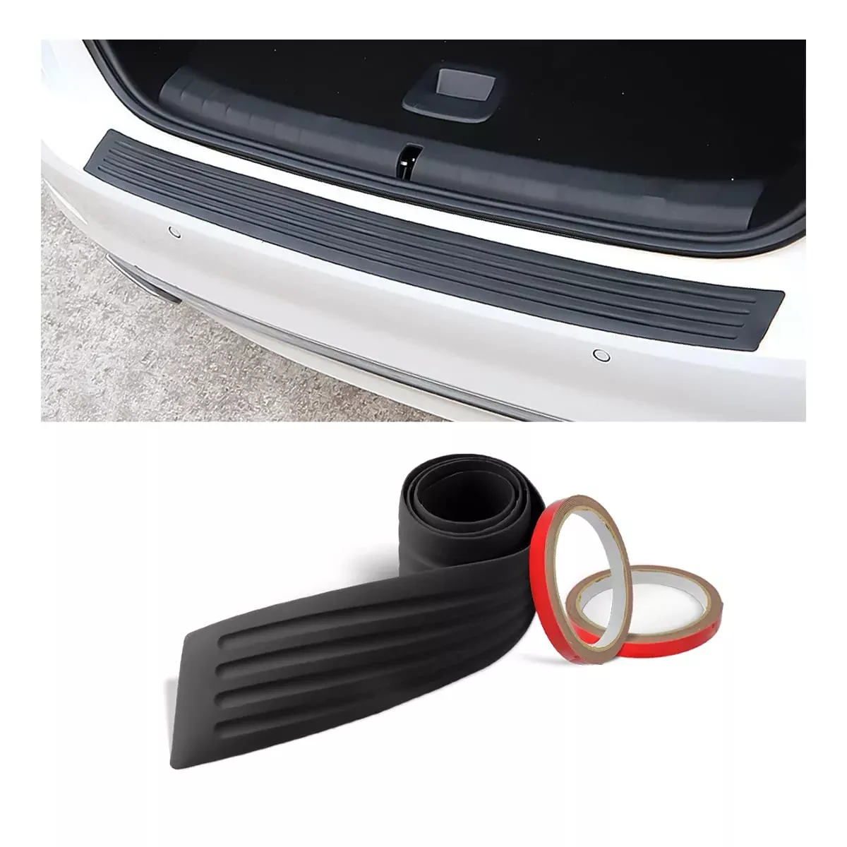 Car Rear Bumper Protector Guard, Universal Black Rubber Anti-Scratch Abrasion Resistant Trunk Door Entry Guards Accessory Trim Cover For Suv, Cars, Car Exterior Accessories (Black/40.9X3.5)