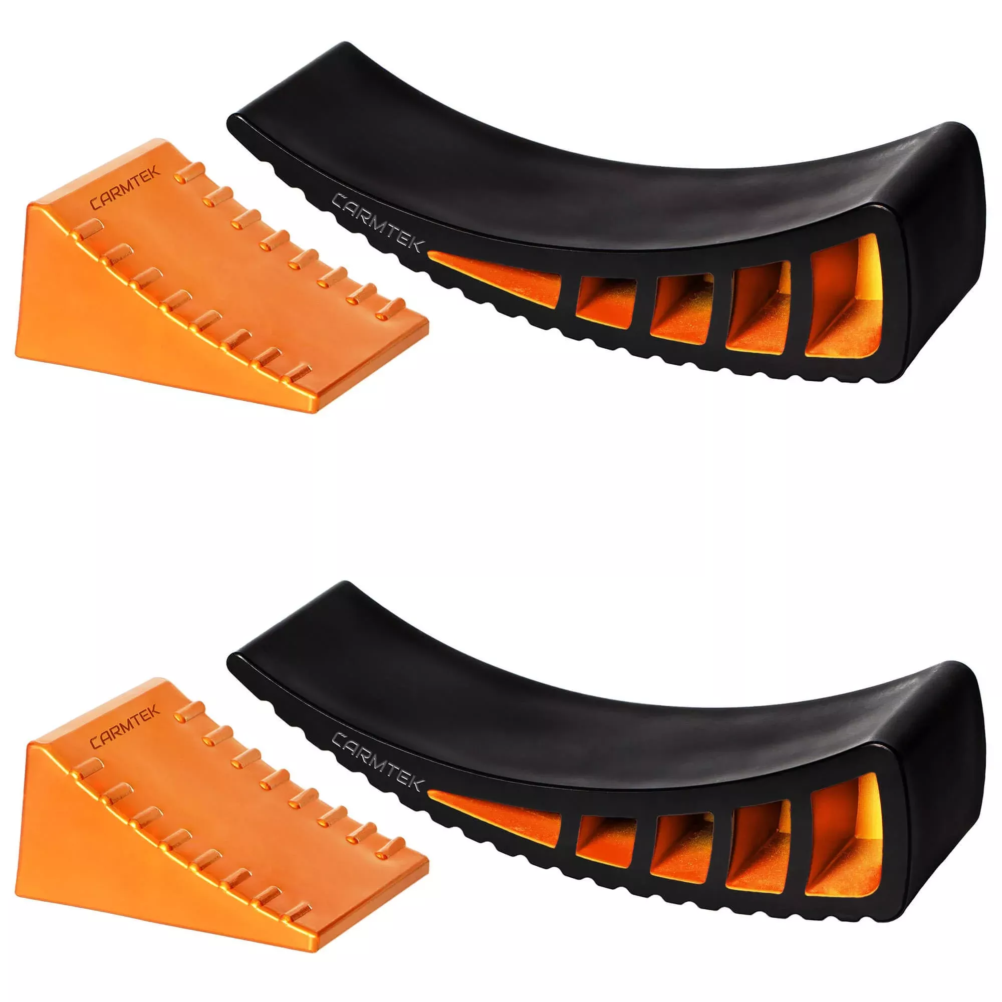 CARMTEK Camper Leveler 2-Pack | Curved RV Levelers with Wheel Chocks | High-Performance Polymer | Model Leveler_15in