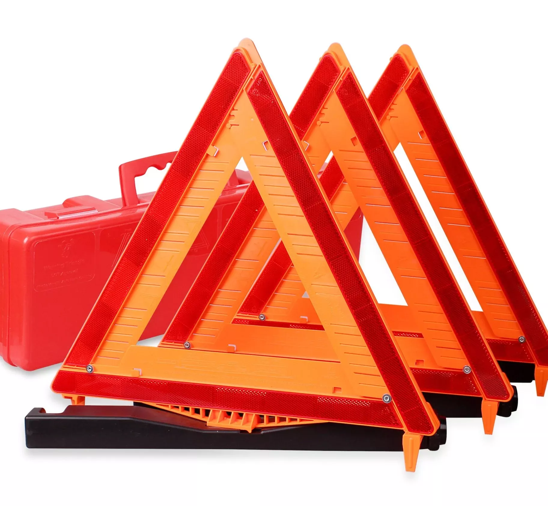 CARTMAN 3 Pack DOT Approved Reflective Warning Triangle Kit – Red, 3PK DOT-SAND FILLED for Road Safety and Emergency Use