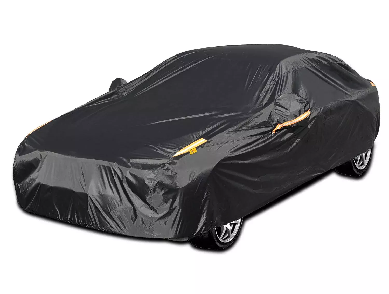 Color Rain Time Uv Protection Car Cover Windproof Dustproof Scratch Resistant Outdoor Universal Full Car Covers For Sedan Xl (Black, 191 - 201)