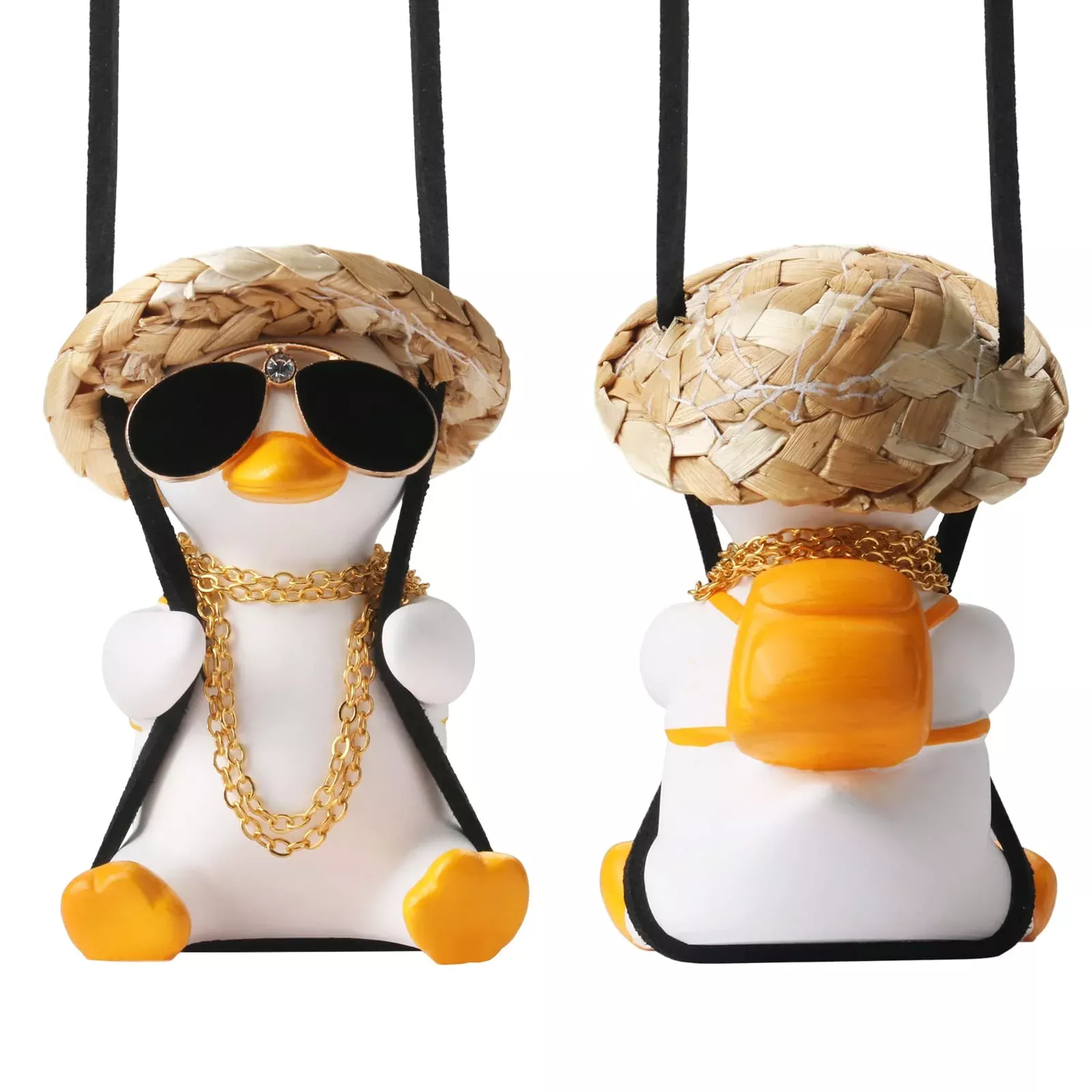 Cool Swinging Duck Car Hanging Ornament Cute Car Decor Rear View Mirror Accessories Interior For Women Men Teens Truck Rearview Christmas Tree Decorations Things Funny Xmas Gifts For Dad Mom Girls