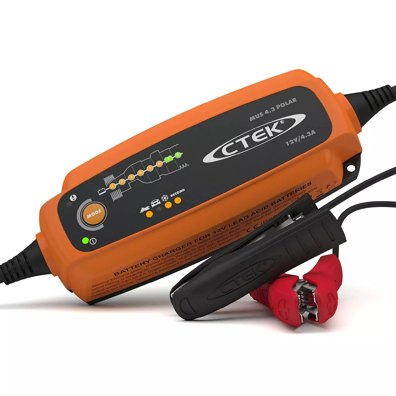 CTEK MUS 4.3 POLAR 12V Fully Automatic Battery Charger – 8 Step, Orange, Model CTK 56-958