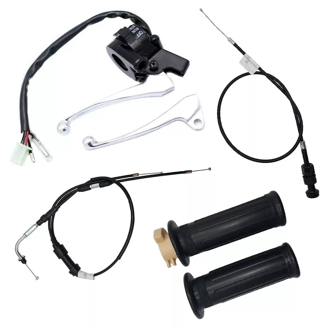 Cylinman Throttle Housing Start Switch Choke Cable Control Left Right Brake Lever Fit For Yamaha Pw50 Py50 Peewee Y-Zinger Motorcycle Dirt Bike Black Hand Grip Set