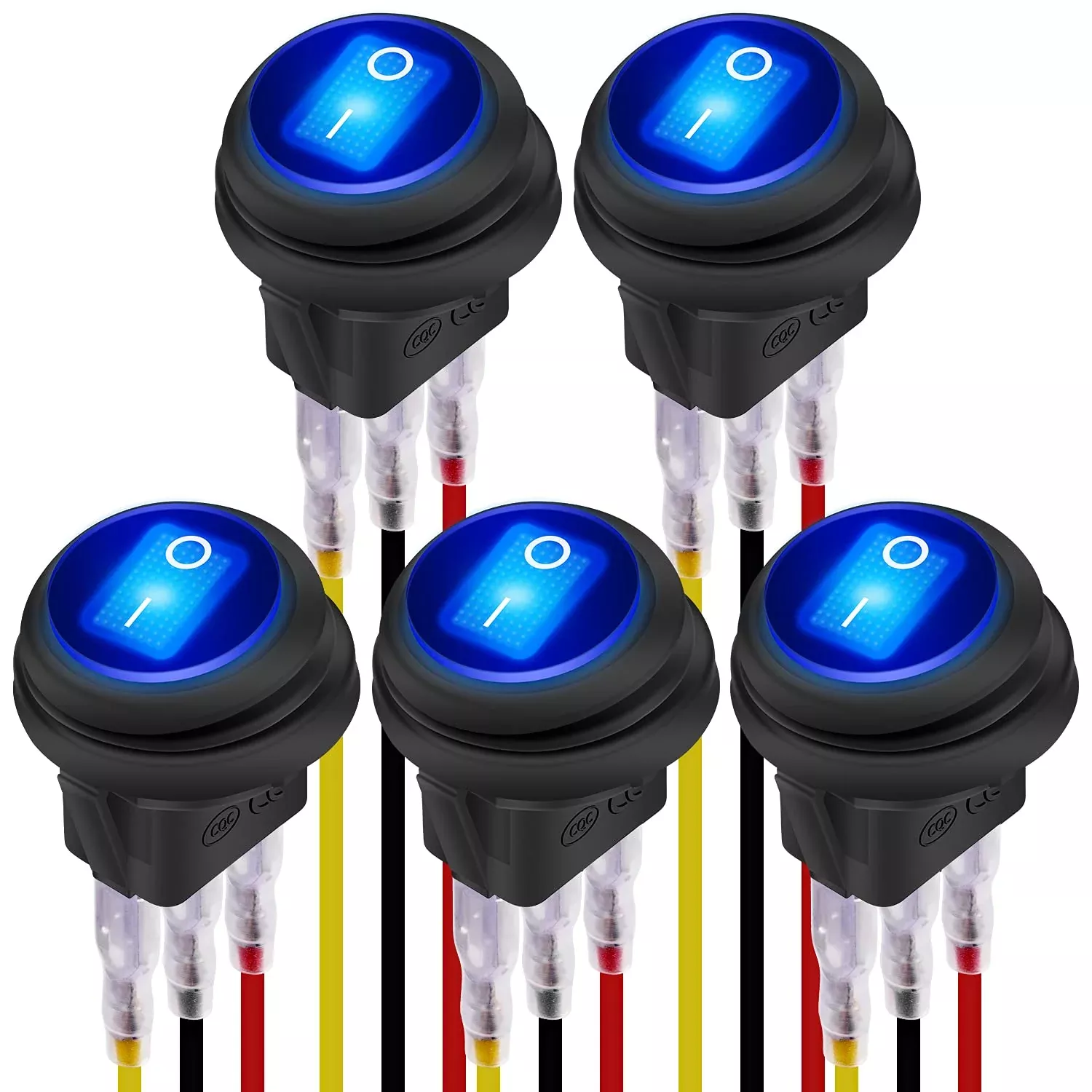 DAIERTEK 12V Waterproof Rocker Switch, Blue LED Lighted, 20A, 3 Pin, Marine/RV/Truck, Model KCD1-8-101NW-B