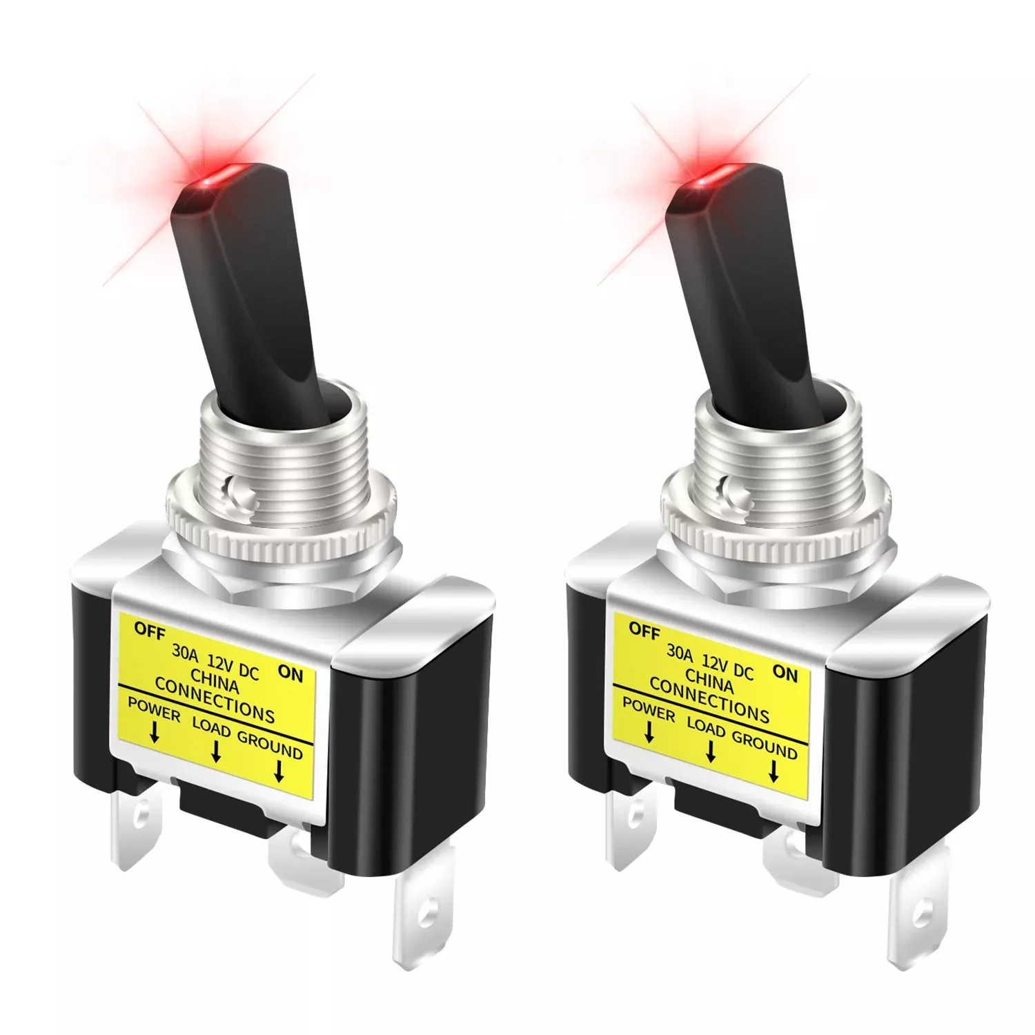 Daiertek 30 Amp Heavy Duty Dc Toggle Switch, 12 Volt 30A Lighted Toggle Switch With Red Led 12V For Car Truck Vehicle Utv -2Pcs