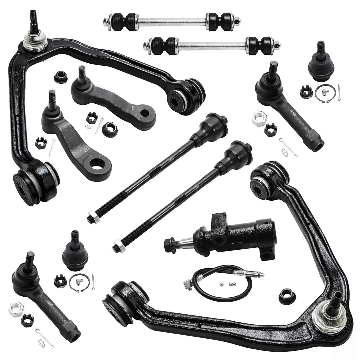 Detroit Axle – Awd Front End 13Pc Suspension Kit For Silverado Sierra Chevy Gmc Avalanche Suburban Yukon Xl 1500 Tahoe Escalade Esv Ext, Upper Control Arms Lower Ball Joints Sway Bars Tie Rods