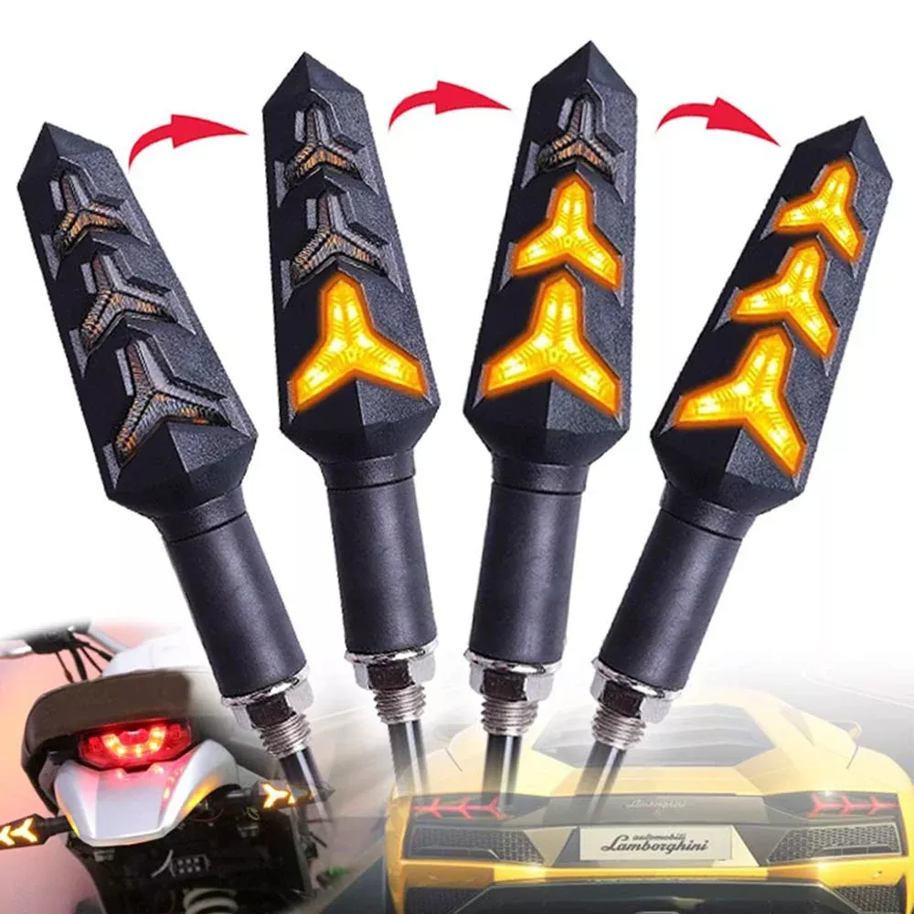 Dophisall Auto 2-Pack Motorcycle Indicators Flowing Turn Signal Lights Y Shape Led Bulbs For Motorbike Scooter Off Road (Dc-12V)