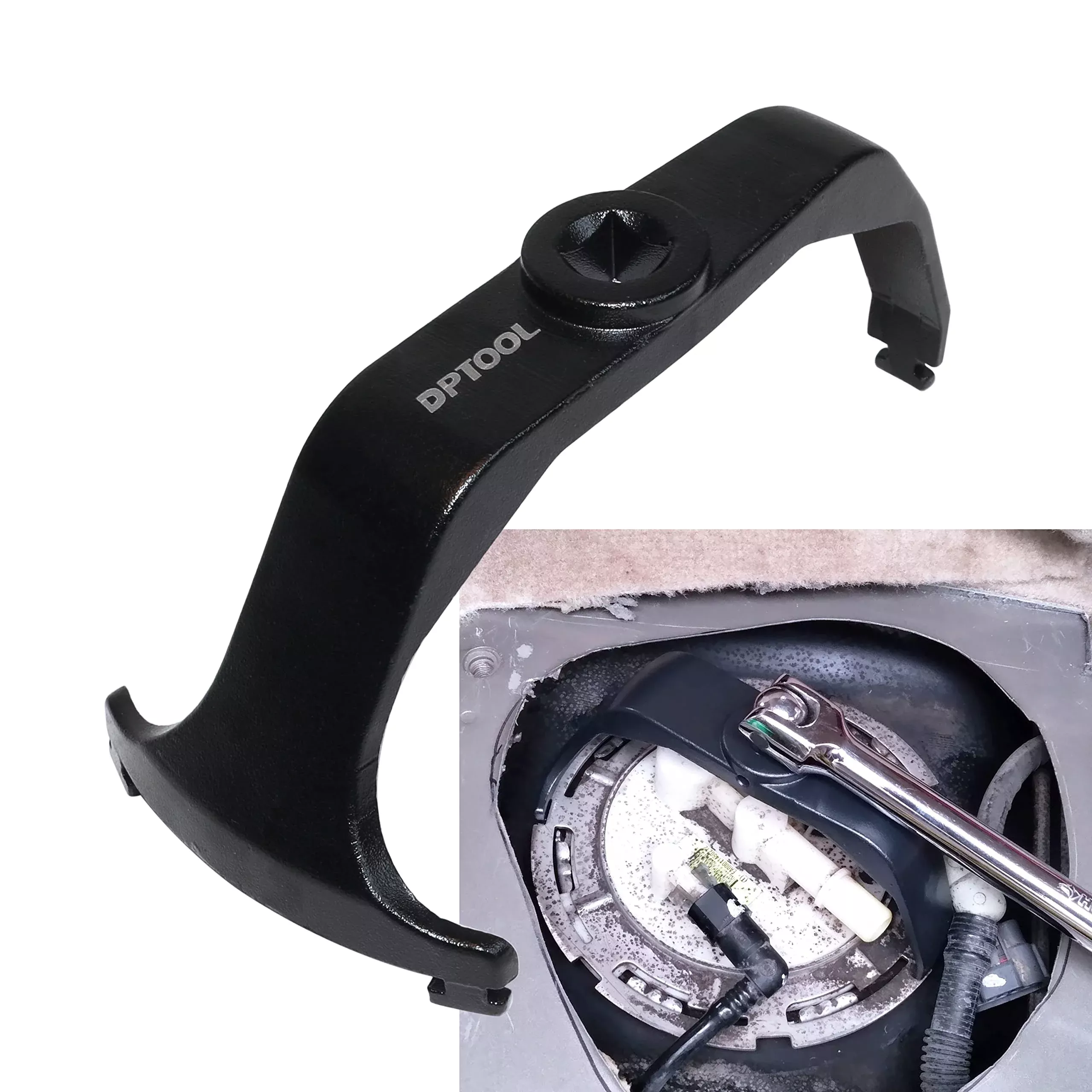 DPTOOL Fuel Tank Lock Ring Tool, Steel, Model HTL1004, Compatible with Ford, Chrysler, Dodge, Chevy, BMW, Benz, Volvo, Jeep