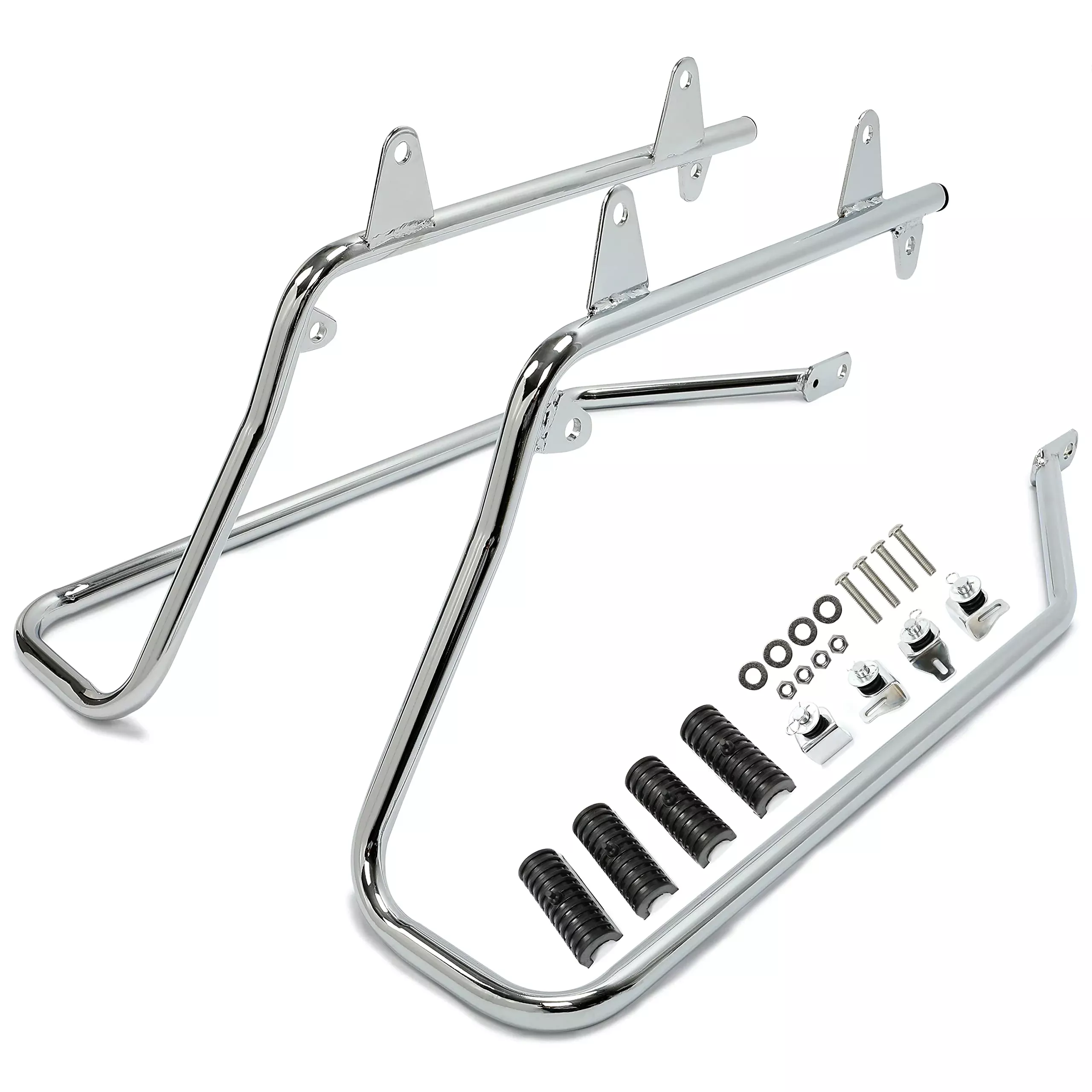 ECOTRIC Saddlebag Conversion Brackets for 1986-2013 Harley Davidson Softail, Chrome, Medium, Alloy Steel, Includes Hardware