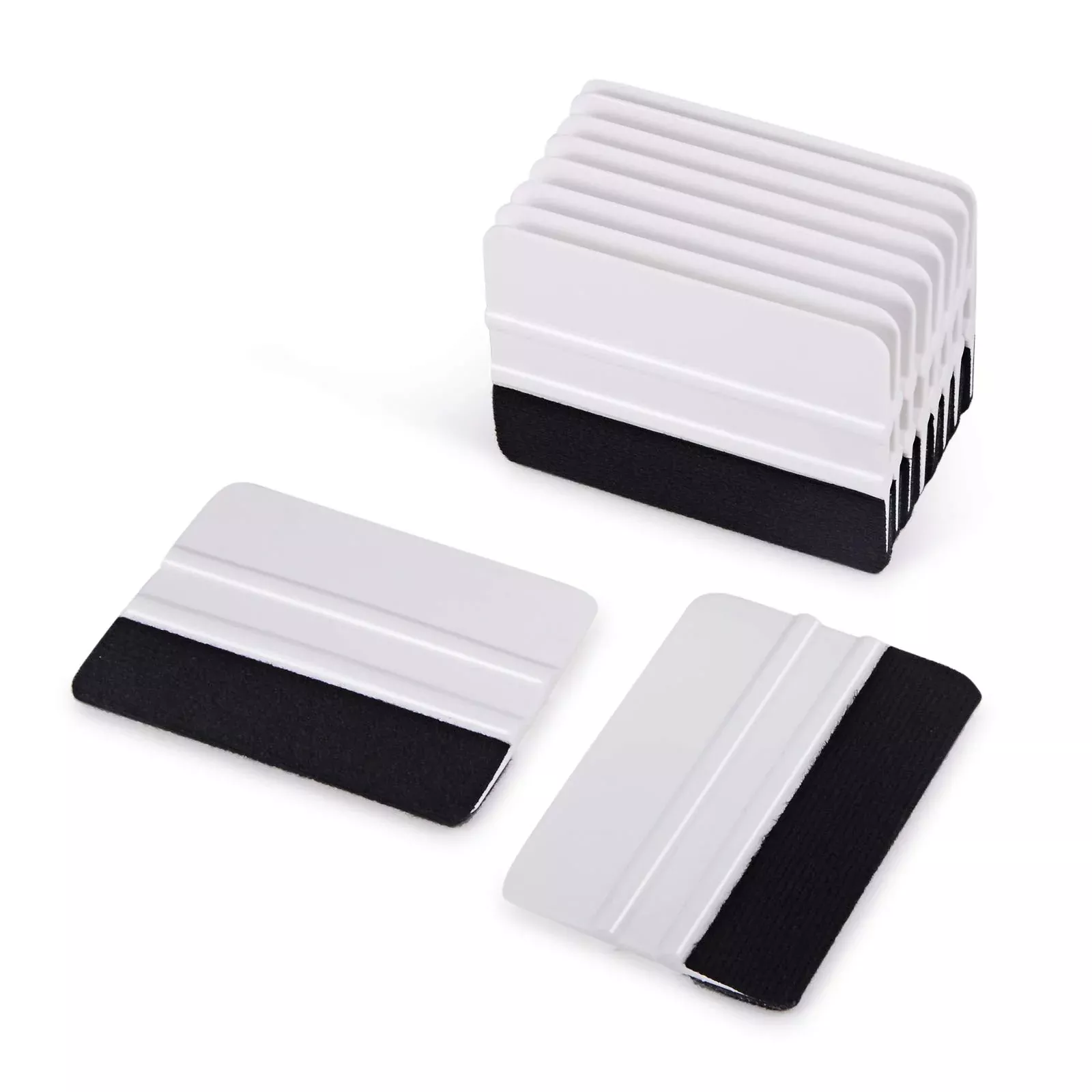 Ehdis 10Pcs Vinyl Squeegee Felt Edge Squeegee 4 Inch Car Vinyl Scraper Decal Applicator Window Tint Tool With Black Fabric Felt Edge-White