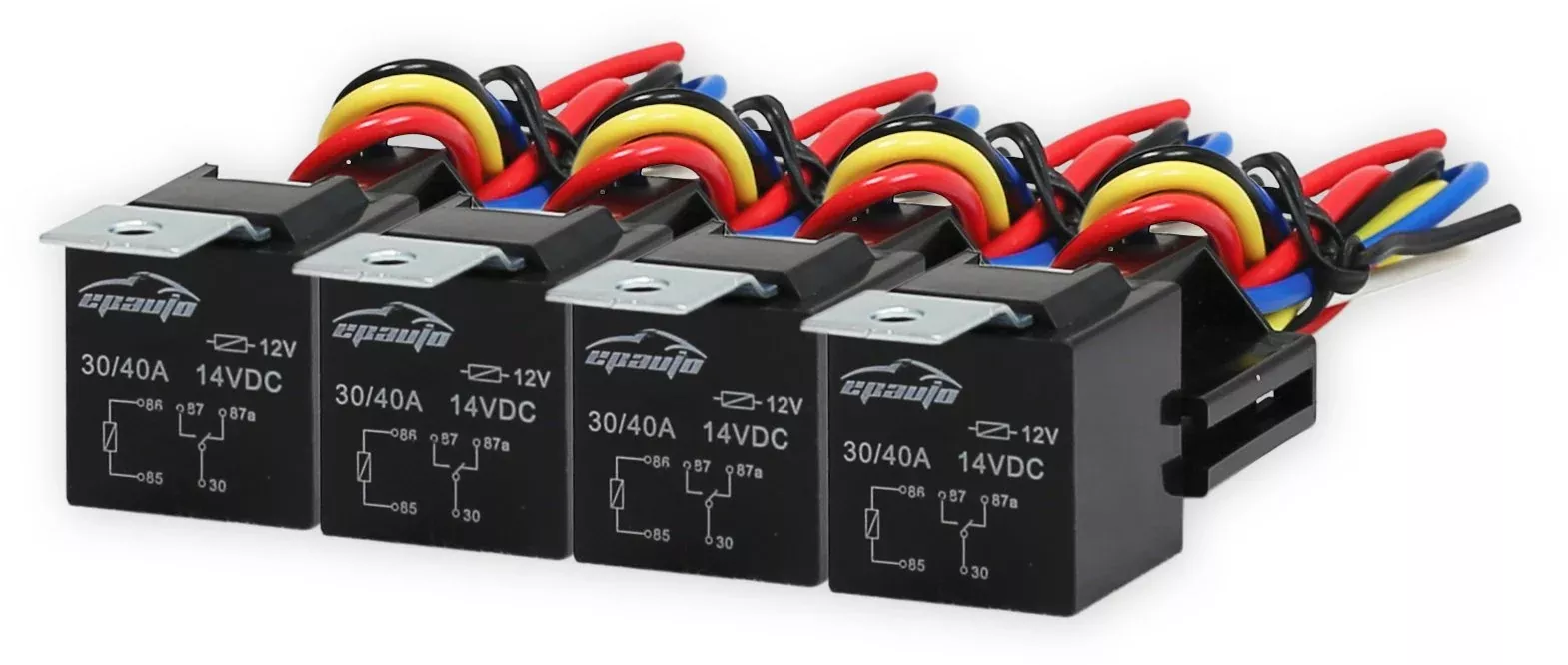 EPAuto 30/40 AMP Relay Harness, SPDT 12V Bosch Style – 4 Pack, Model AE-001-2
