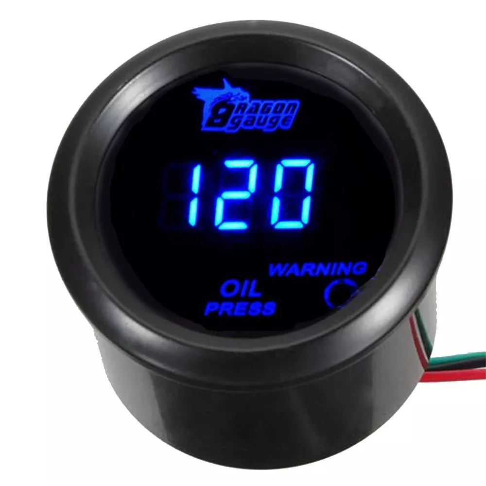 Esupport Car 2′ 52Mm Digital Oil Press Pressure Gauge Blue Led