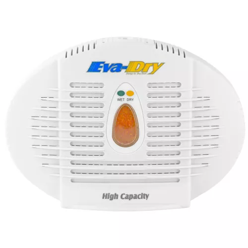 Eva-Dry 500, Dehumidifier, 500 Cubic Inches, Perfect for Small Spaces Such as: Range Bags, Closets, Cabinets, Cars, Gun Safes, and Others, Optional Hook for Hanging, White E-500