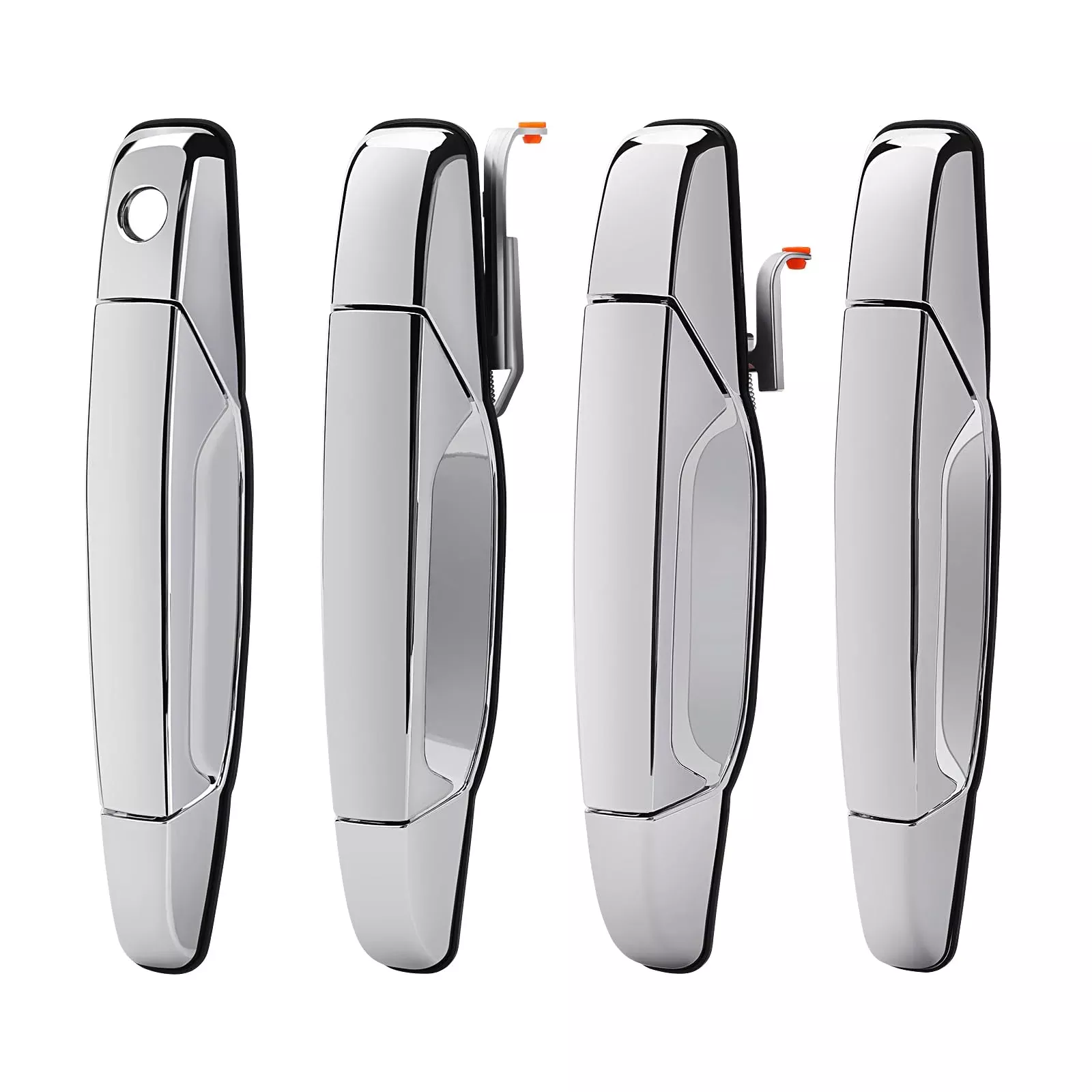 Exterior Chrome Door Handle - Compatible With 2007-2013 Chevy Avalanche, Silverado, Suburban, Tahoe, Gmc Sierra, Yukon, Cadillac Escalade Pickup Truck Suv - 4 Pcs Front Rear Driver & Passenger Side