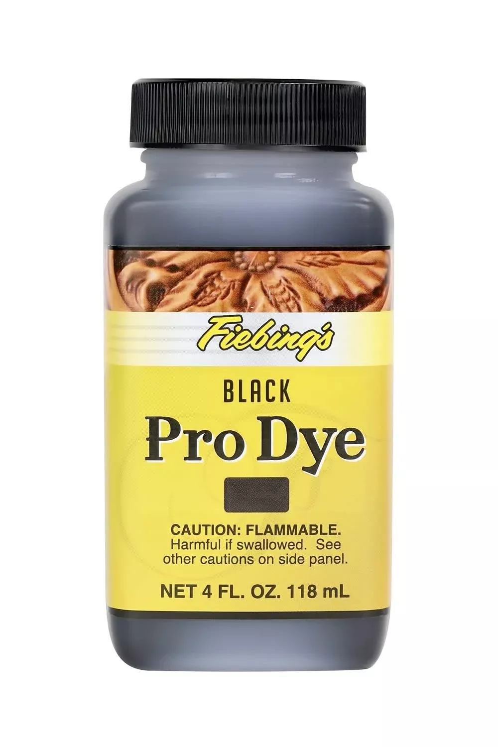 Fiebing's Pro Dye Black - 4 oz. Professional Oil Dye for Leather, Model 50-2030-BK