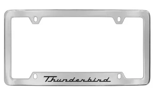 Ford Thunderbird License Plate Frame Holder - Chrome Plated Metal, Engraved Design