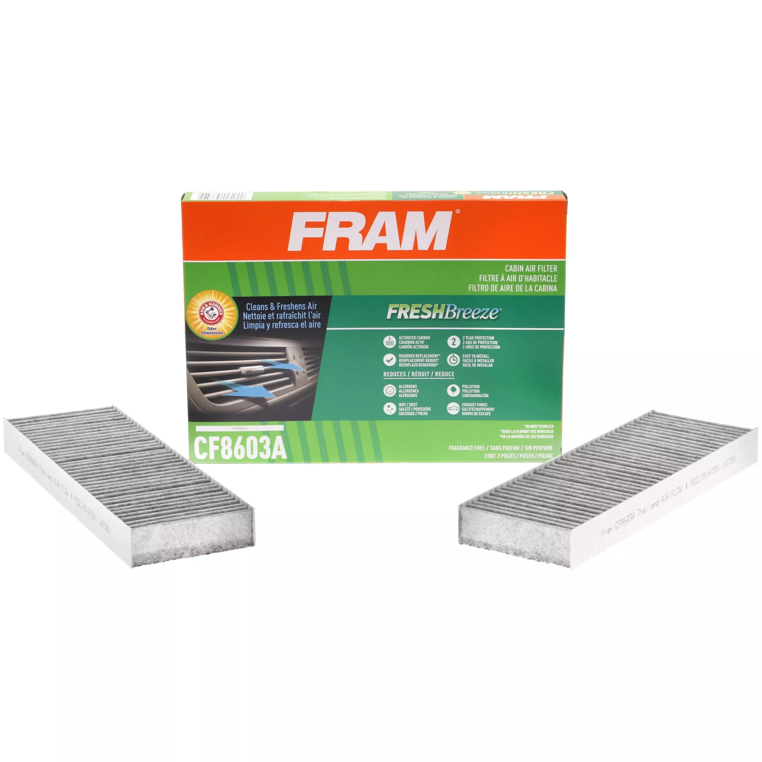 Fram Fresh Breeze Cabin Air Filter Replacement For Car Passenger Compartment W/ Arm And Hammer Baking Soda, Easy Install, Cf12150 For Mazda / Toyota Vehicles
