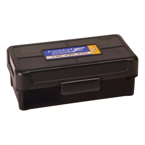 Frankford Arsenal Hinge-Top Ammo Box, 507, 50 Rounds, Fits 44 Special and 44 Magnum, Smoke Gray, Plastic 1083789