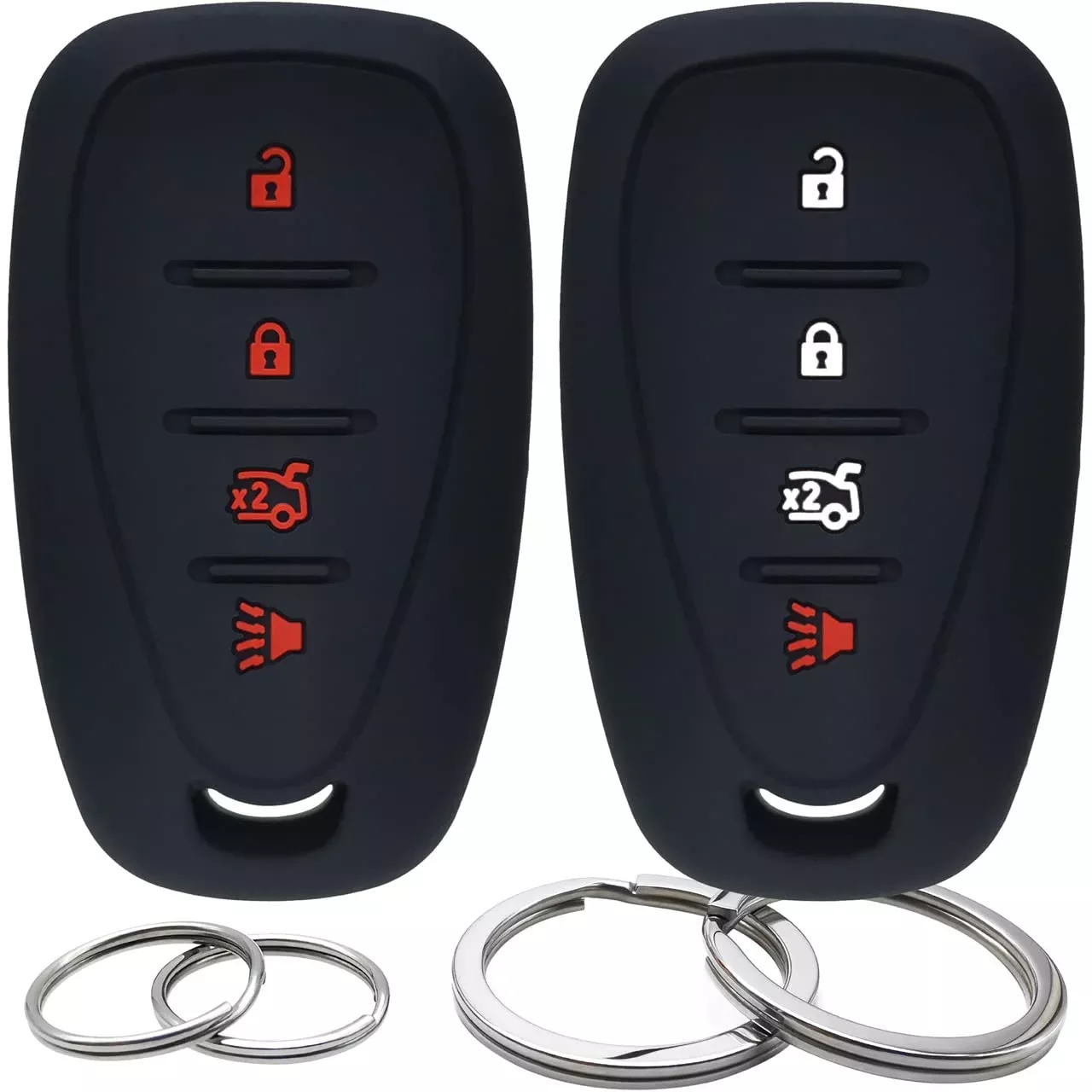 Gfdesign 2 Pcs Silicone 4 Buttons Key Fob Cover Remote Case Keyless Rubber Protector Holder Compatible With Chevrolet Chevy Bolt Camaro Equinox Malibu Sonic Spark Traverse Trax Volt Hyq4Ea (Black)