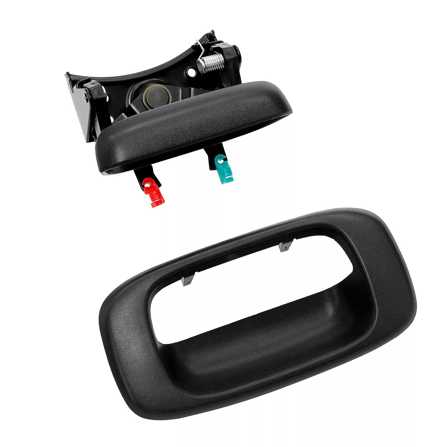 Gledewen Tailgate Handle Latch & Bezel Trim for 1999-2007 Chevy Silverado/GMC Sierra, Black, Plastic, Model GW-QMBS16
