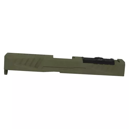 Grey Ghost Precision GGP-19 Stripped Slide, Version 5, Trijicon RMR/Leupold DPP Optic Cut, Cerakote Finish, Olive Drab Green, Fits Glock 19 Gen 3 GGP-19-3-OC-ODG-V5
