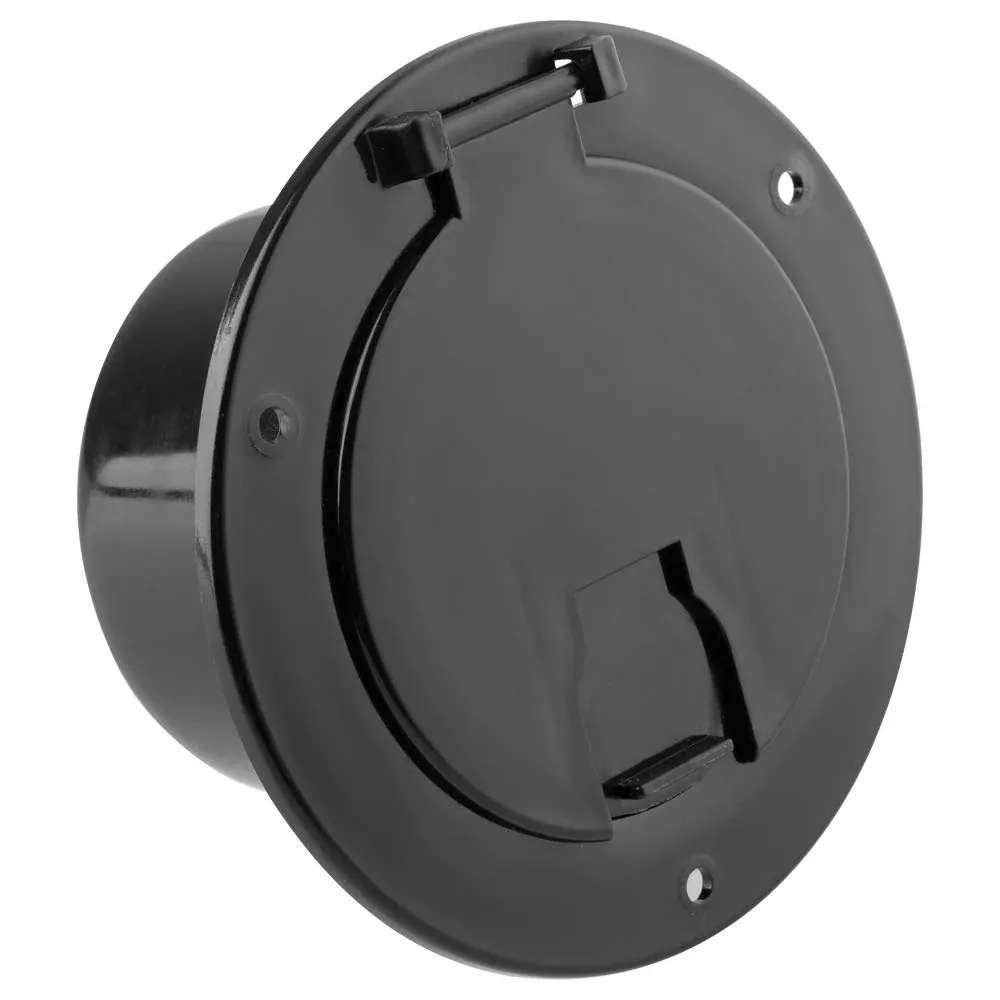 Halotronics 5-Inch Round Electric Cable Hatch for 30/50 Amp Cords, Black - Model HT-EH01B, Durable Plastic Construction
