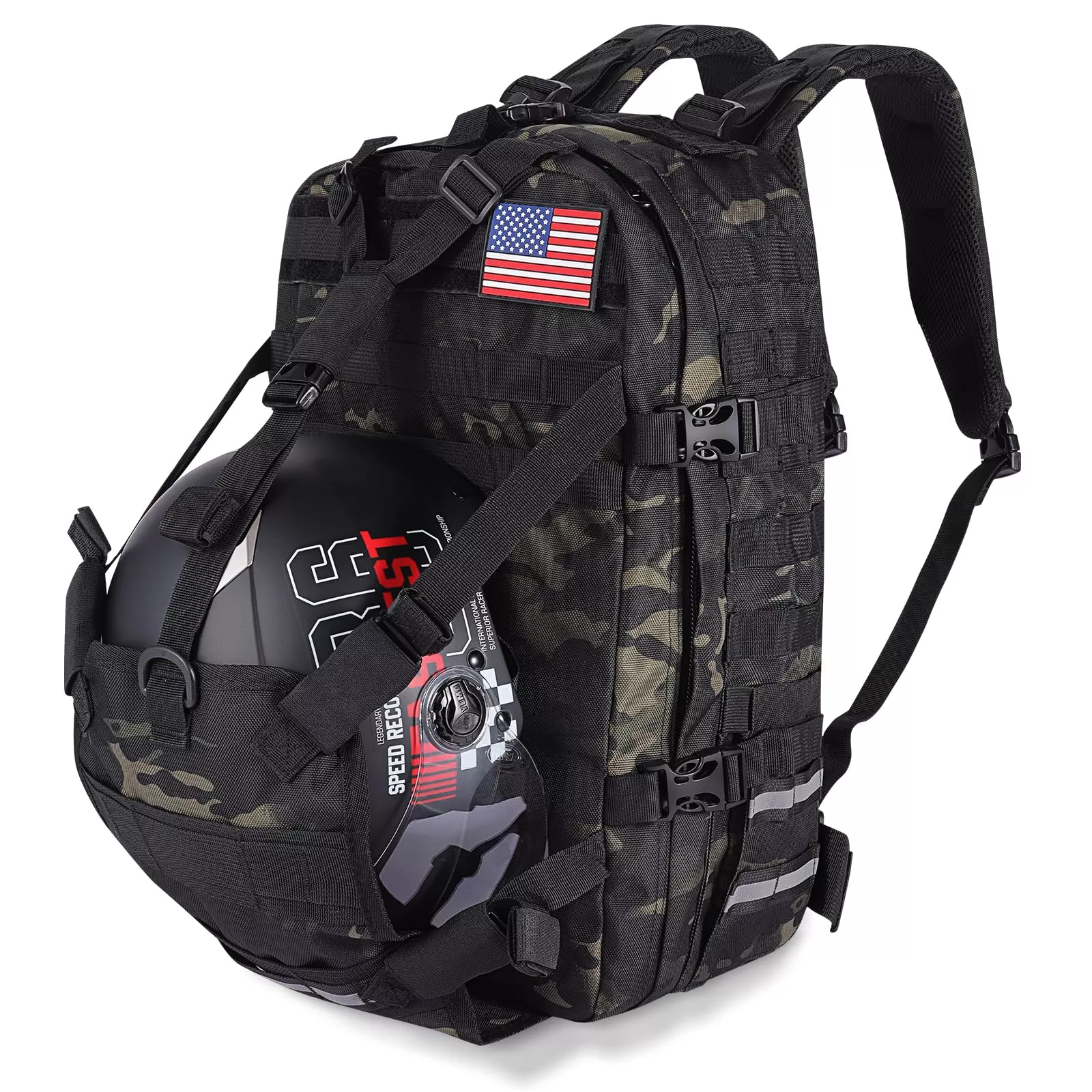 Hutigertech Helmet Backpack For Motorcycle Riders Waterproof Stand, Large Capacity Backpack With Helmet Holder, Helmet Bag Storage Hiking Cycling Motorcycle Backpacks For Men