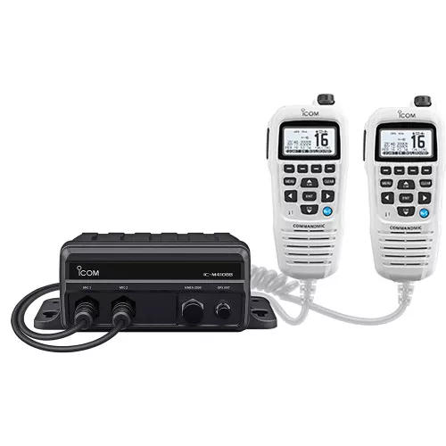 Icom M410BB GW 11 Black Box VHF w/White Command Mic2 Command Mic Ports