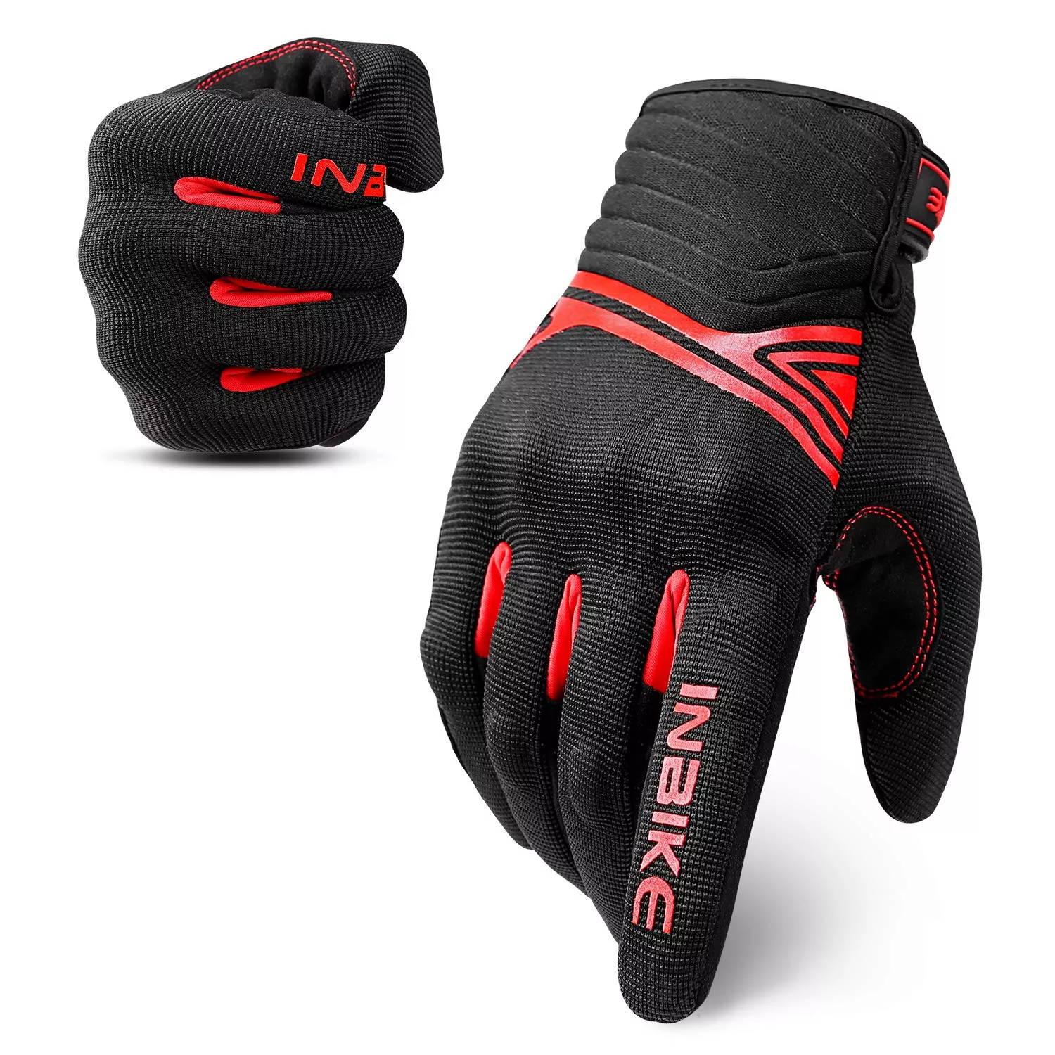 Inbike Breathable Mesh Motorcycle Gloves Touchscreen With Tpr Palm Pad Hard Knuckles Black White Large
