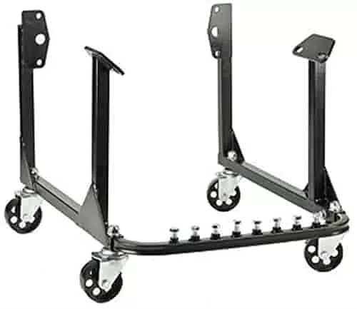 Jegs Rolling Engine Cradle | Chevy Small Block And Big Block | Steel Construction | Black Powder Coat | 3” Heavy Duty Steel Wheels | 750 Lbs Capacity | Storage Hardware Included | Easy Assembly