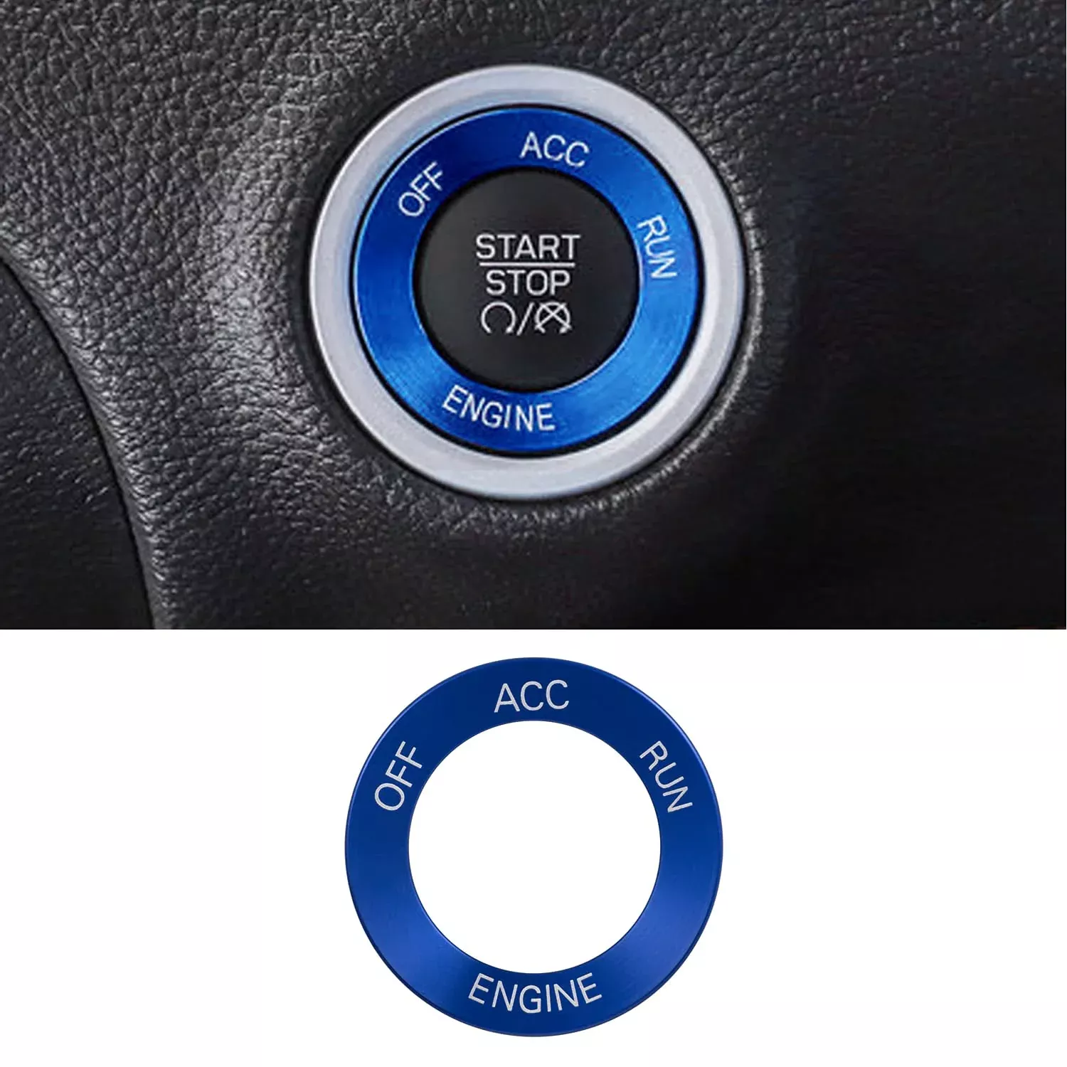 Keptrim For Challenger Charger Engine Start Stop Trim For 2010-2020 Dodge Challenger/Charger Ram, For 2014 Durango, Blue Aluminum Alloy 1Pc