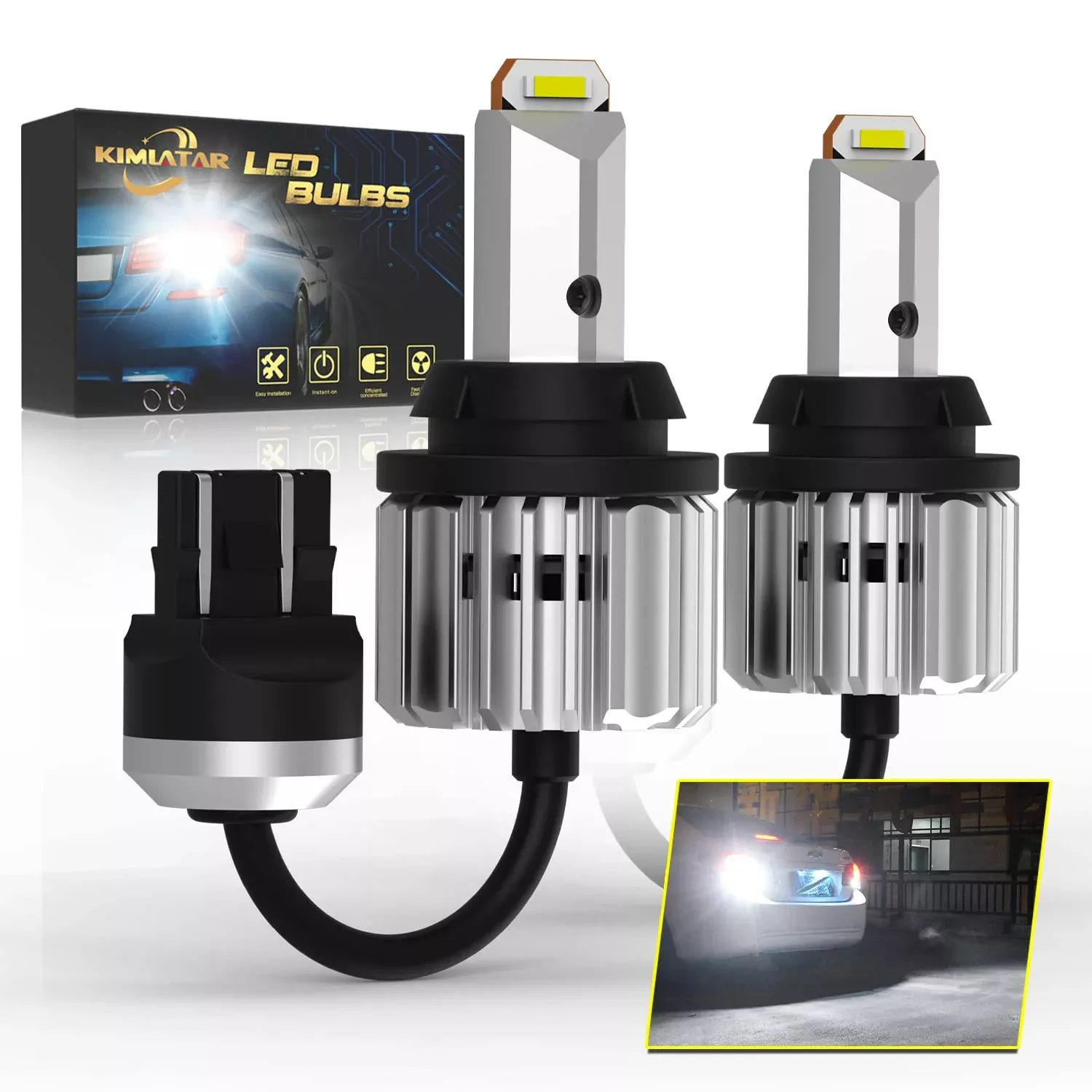 Kimlatar 7443 Led Bulbs Reverse Lights Back Up Lights Canbus Error Free 4000Lumens Csp 6-Smd Upgraded 6500K High Brightness 7440 7441 7444 Led Reverse Lights(Pack Of 2)