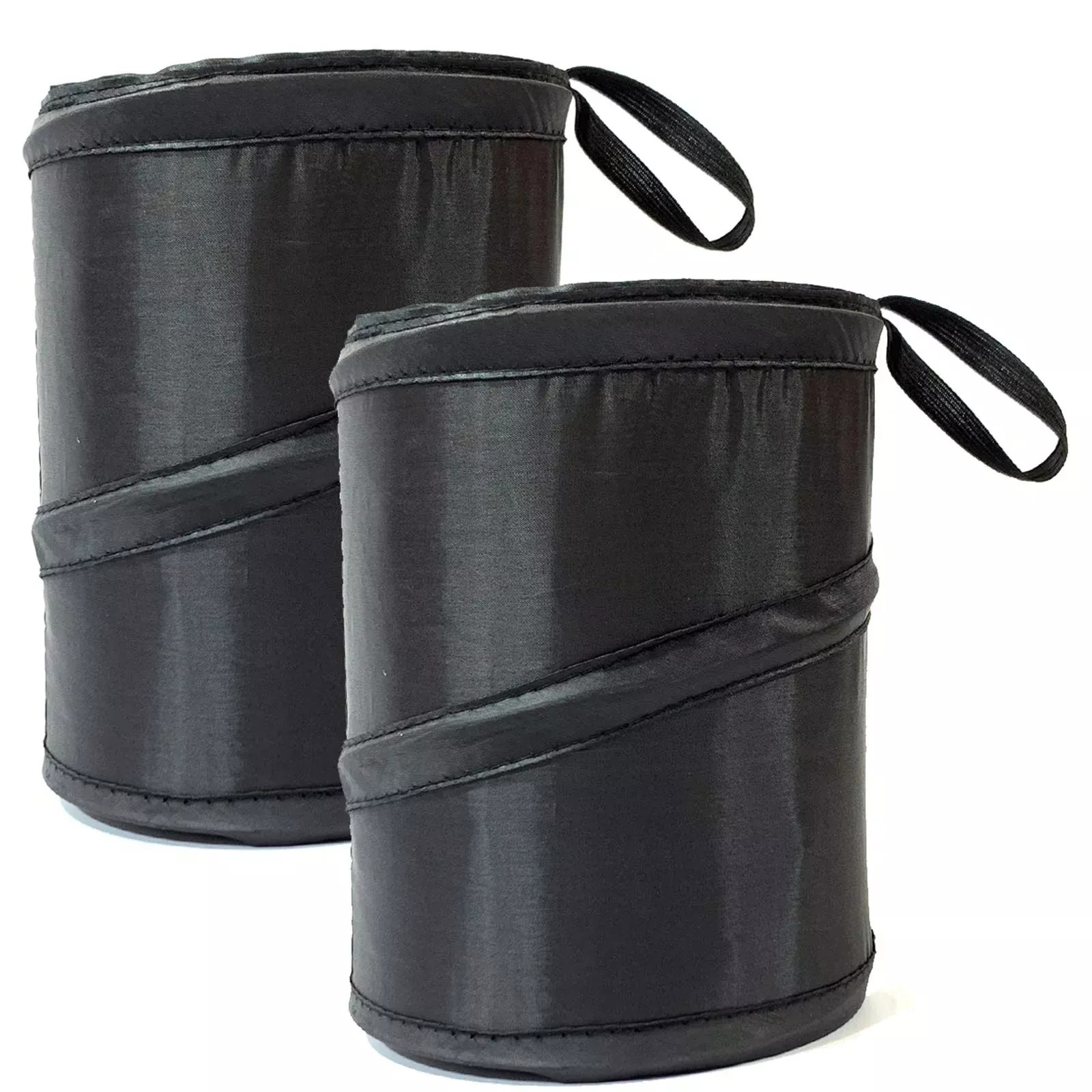 Kitbest 2 Pack Car Trash Can, Leak Proof Garbage Bin, Collapsible Pop-Up Water Proof Bag, Portable Waste Basket Bin, Rubbish Bin (Black)