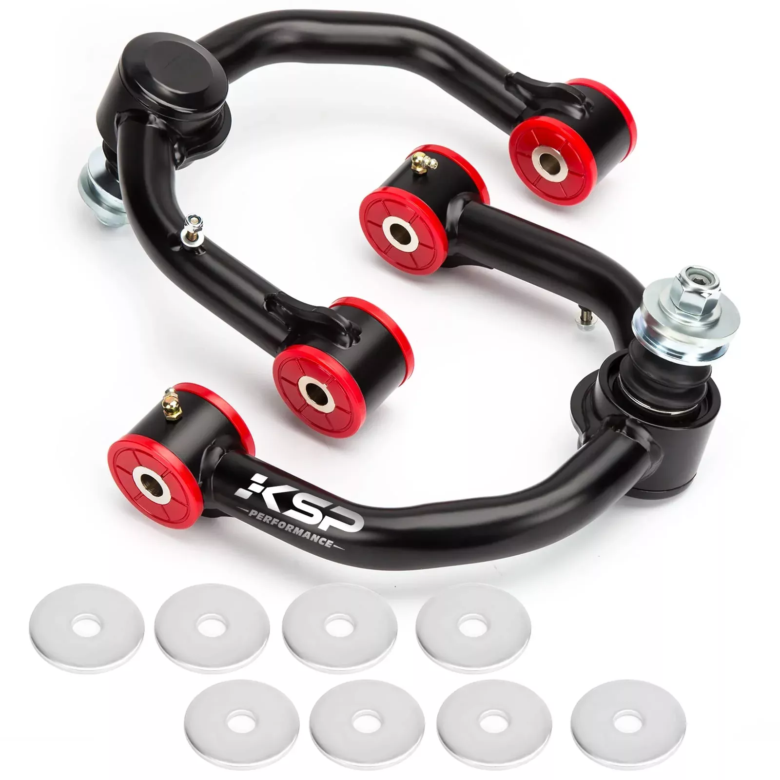 KSP PERFORMANCE Front Upper Control Arms for Toyota Tacoma 4Runner, 2-4 Adjustable Tubular A-Arm, Black, 1995-2002 Model, 2 PCS