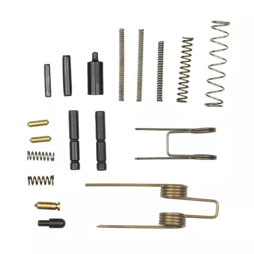 LBE Unlimited AR Essentials Kit, Includes Bolt catch plunger, Bolt catch spring, Bolt catch roll pin, Buffer retainer, Buffer retainer spring, Disconnector spring, Hammer spring, Trigger spring, Hammer pin, Trigger pin, Pivot pin detent, Pivot pin d