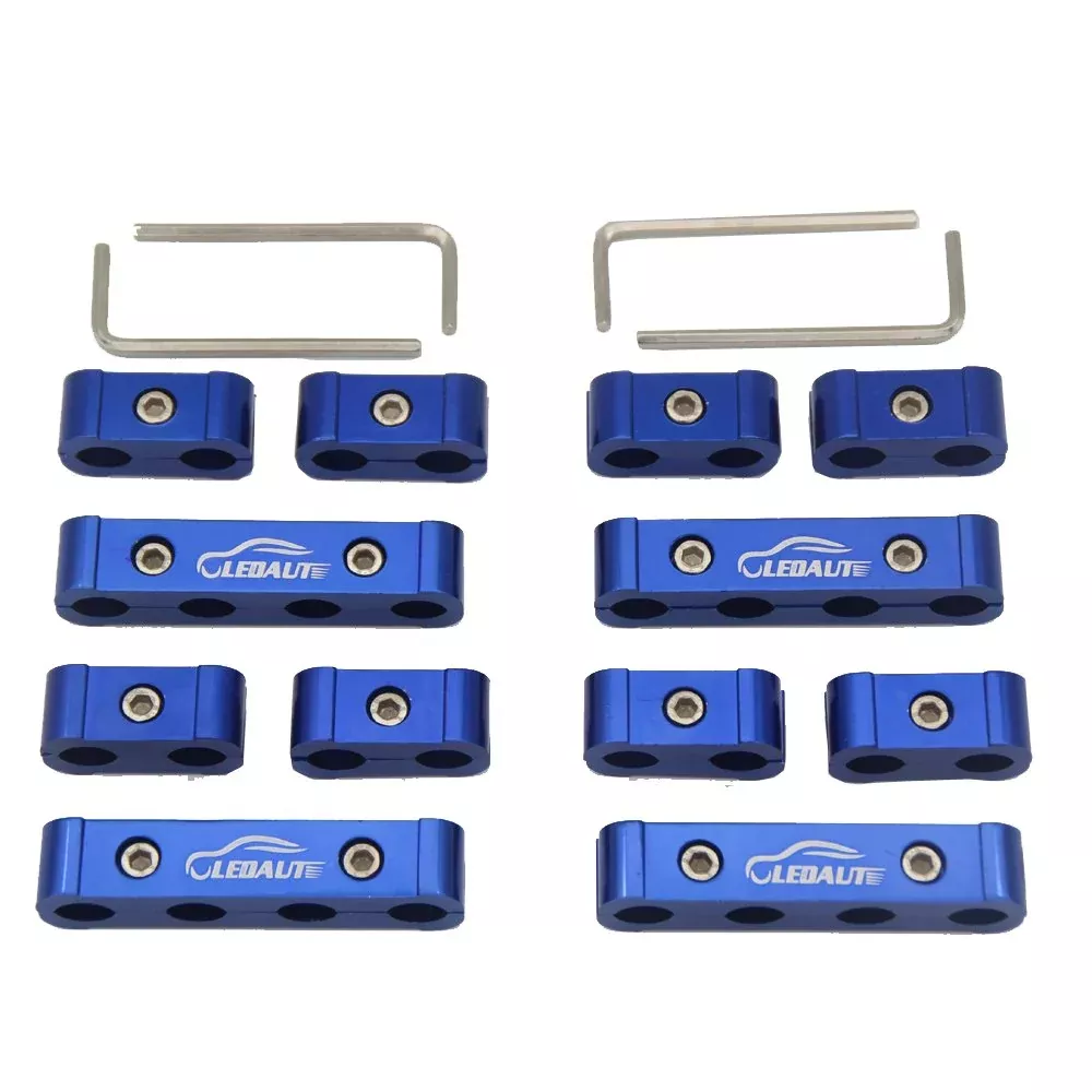 Ledaut 12Pc Blue Spark Plug Wire Separator Divider 8Mm 9Mm 10Mm For Racing Car